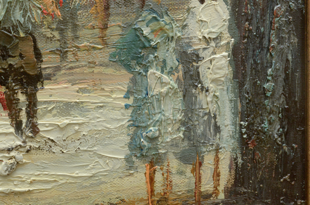 Bernard Vernay Oil Painting on Canvas of a European Street Scene