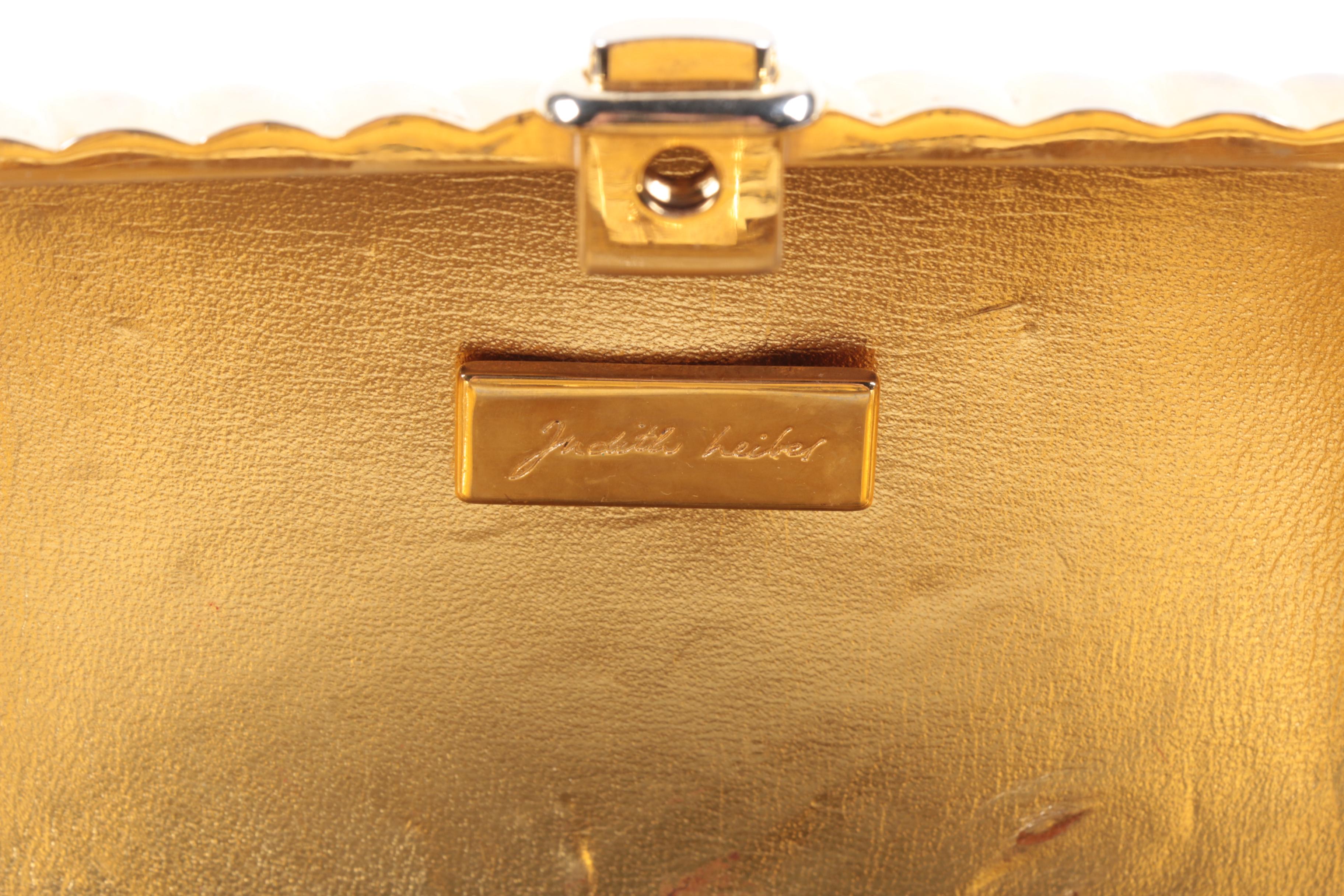 Judith Leiber Gold Tone Hard Shell Evening Bag