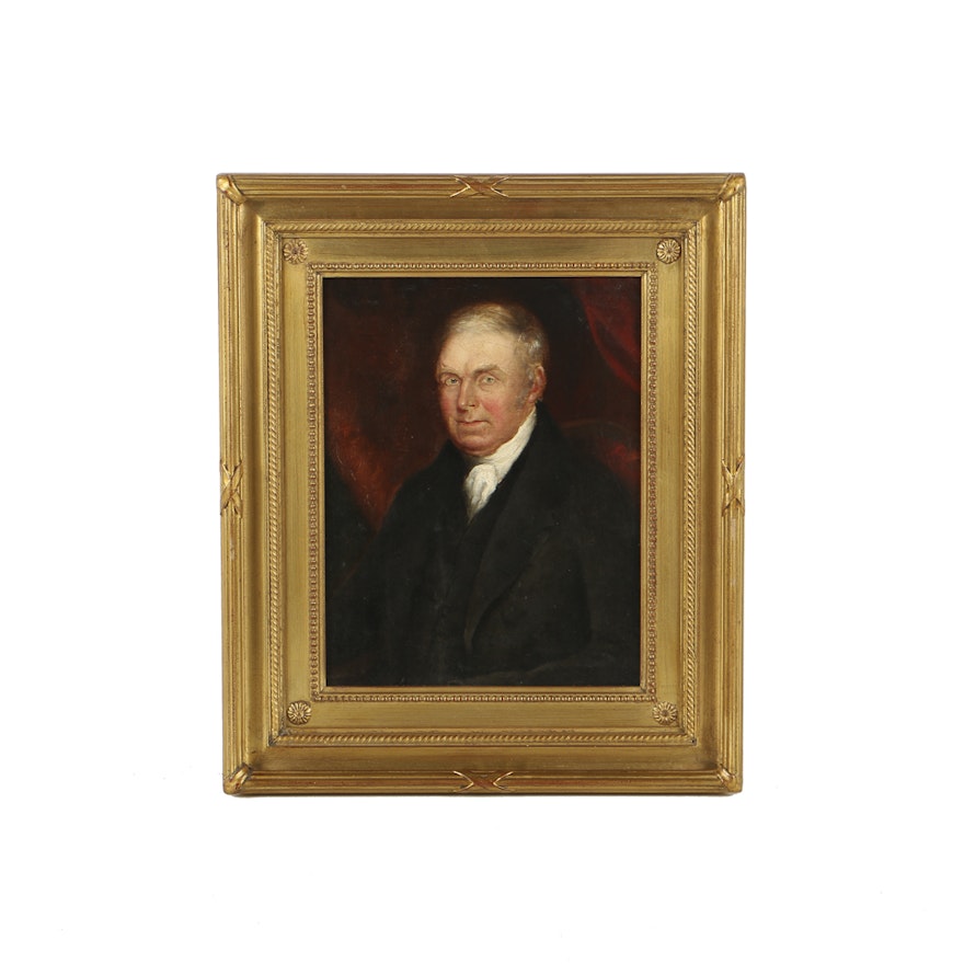 Oil Painting on Canvas Board American School Portrait of a Man