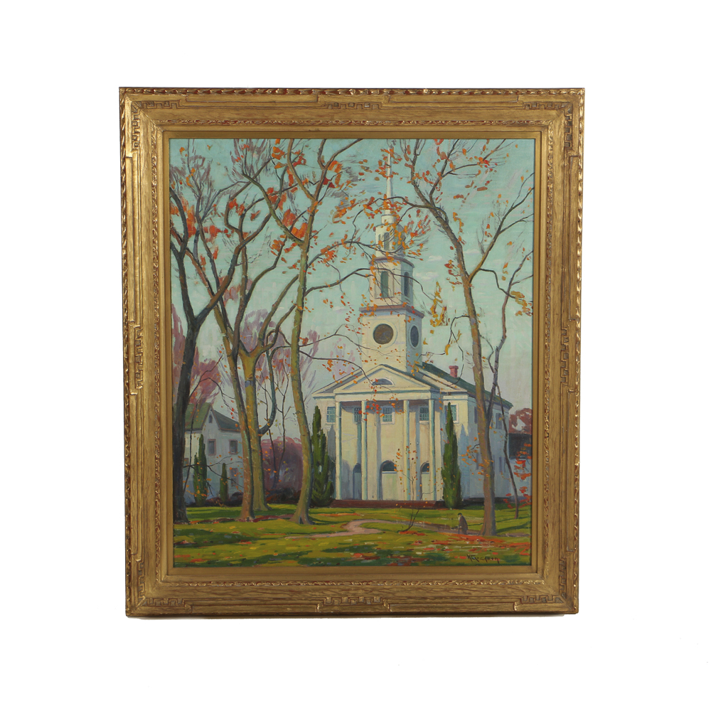 William Greason Oil Painting on Canvas "Church at Old Lyme"