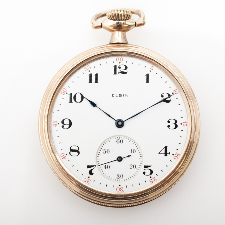 Antique 1917 Elgin Gold Filled Pocket Watch
