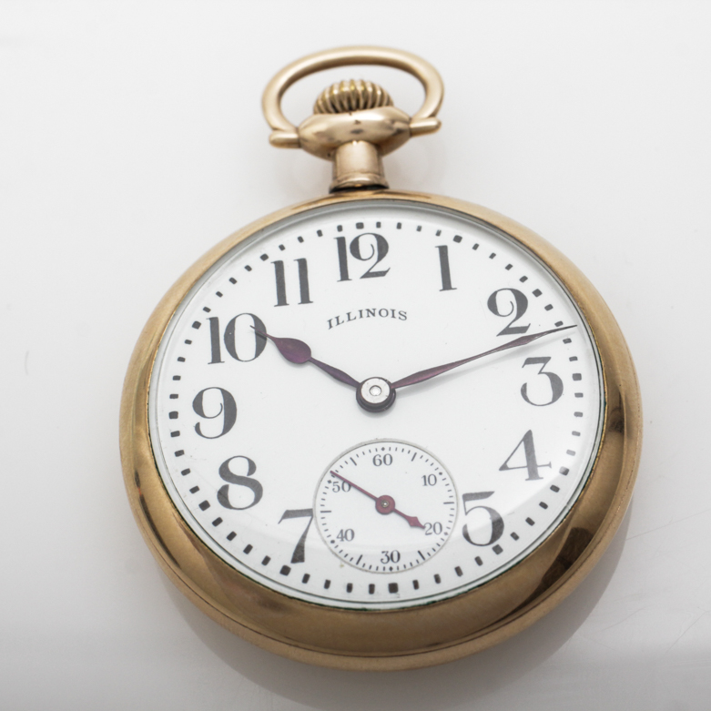 Vintage Illinois Watch Co. Gold Filled Pocket Watch