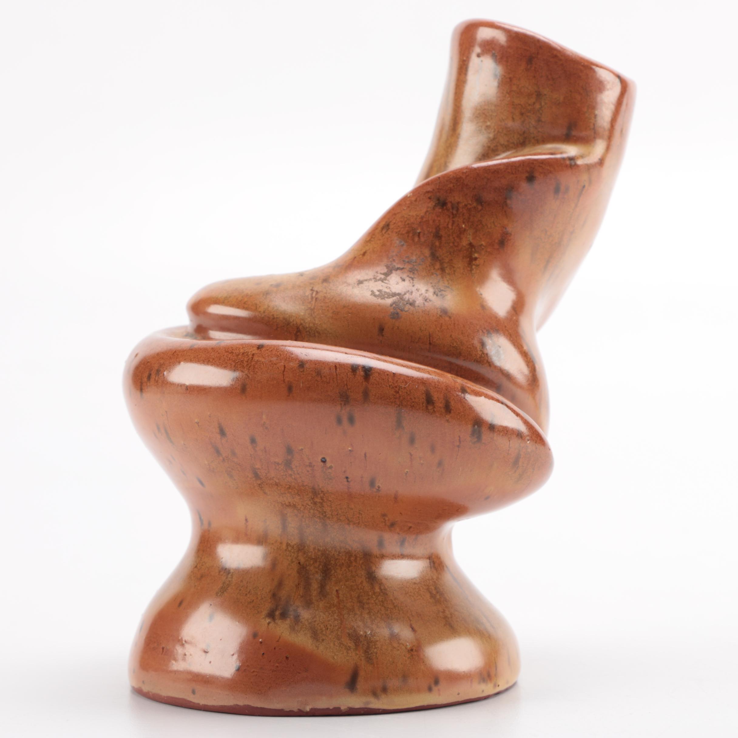 Ted Prehn Sculputral Vase and Speckled Stoneware Vase