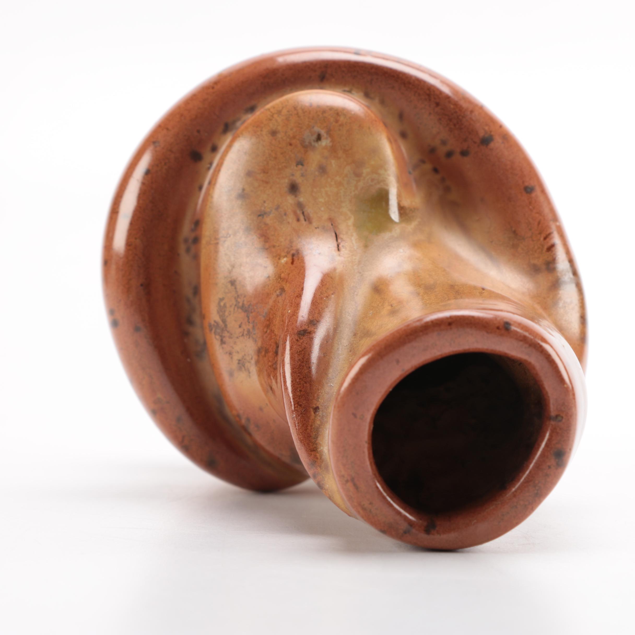 Ted Prehn Sculputral Vase and Speckled Stoneware Vase