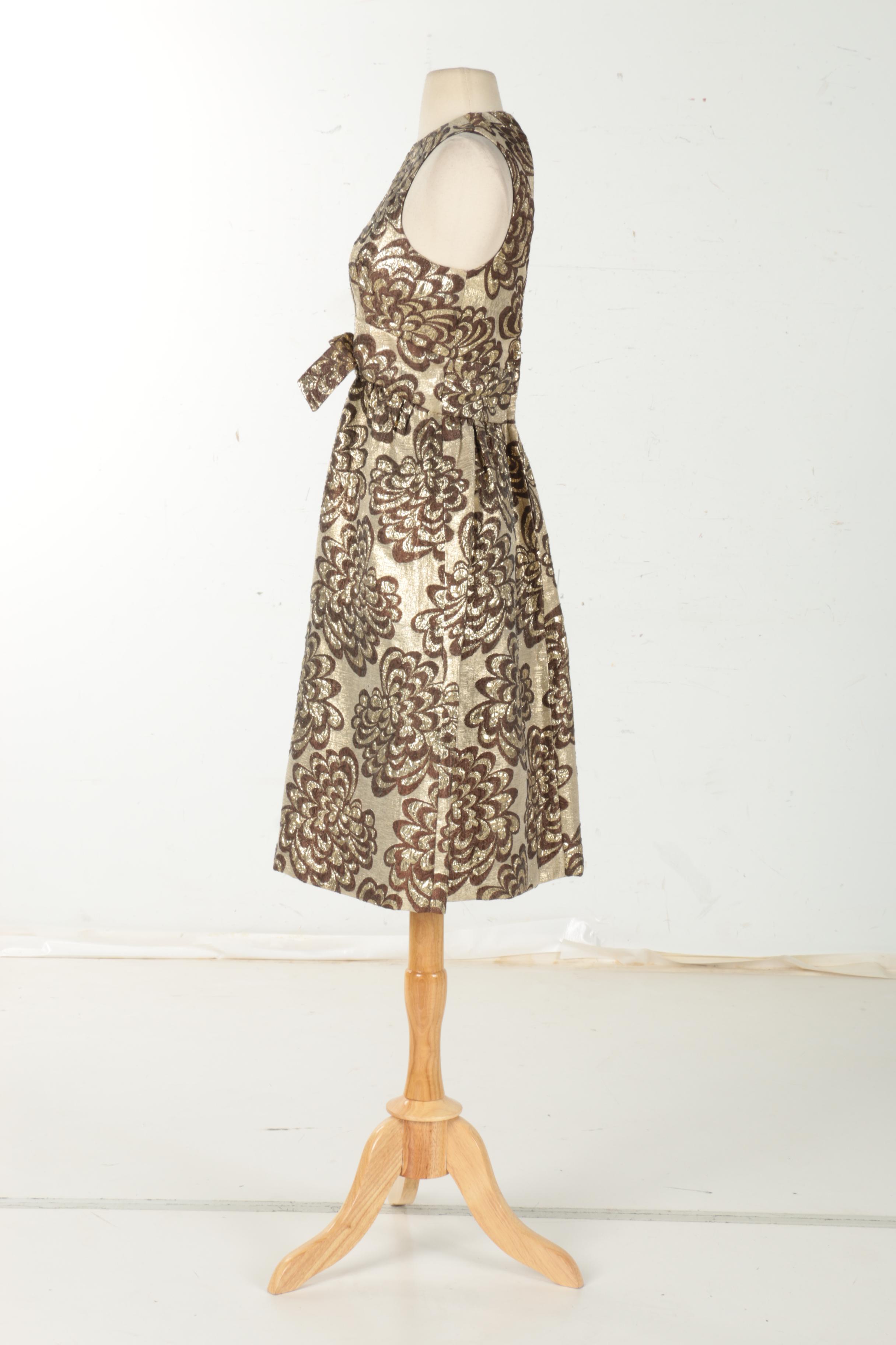 Vintage Brown and Gold Tone Cocktail Dress