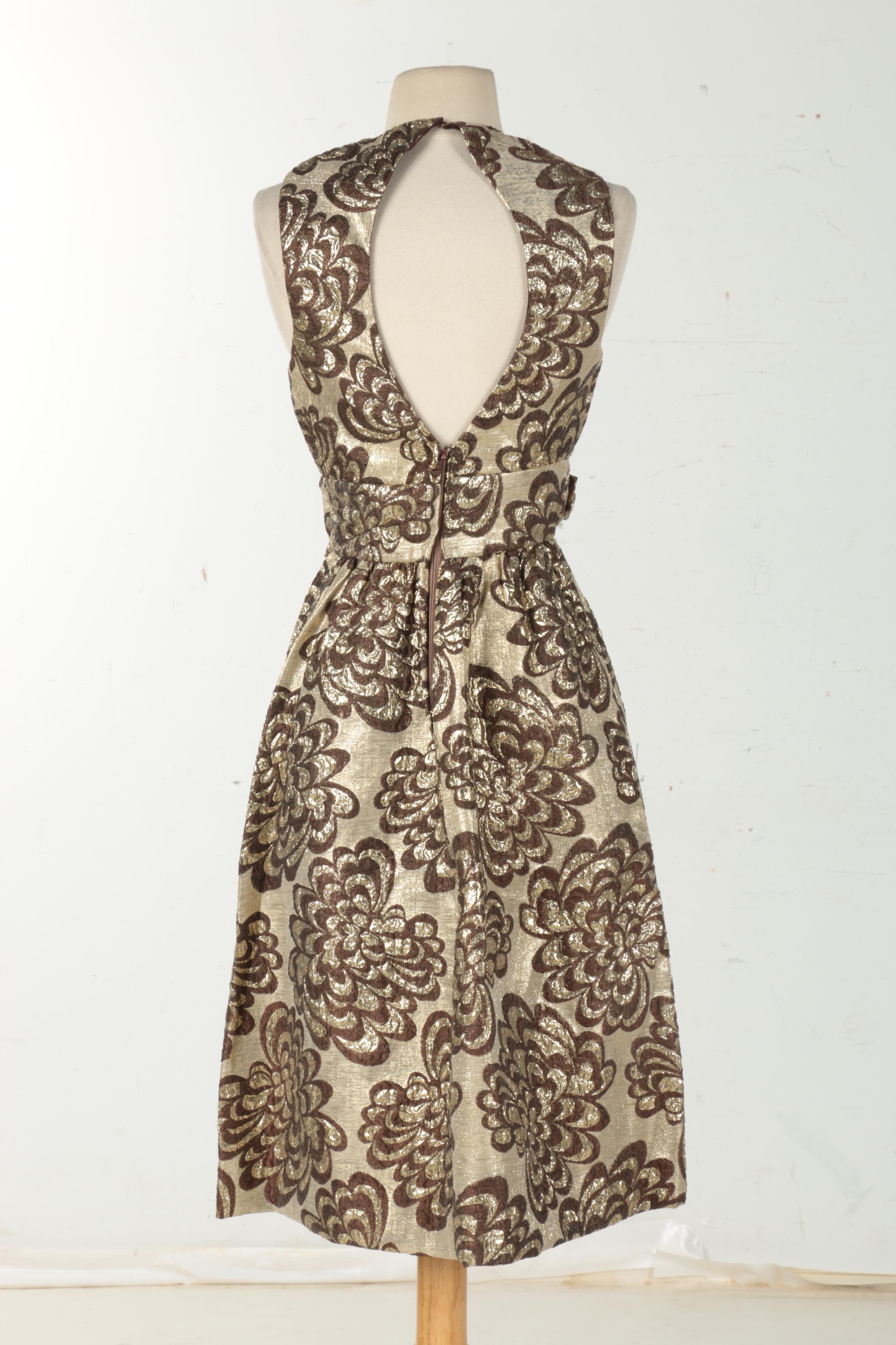 Vintage Brown and Gold Tone Cocktail Dress