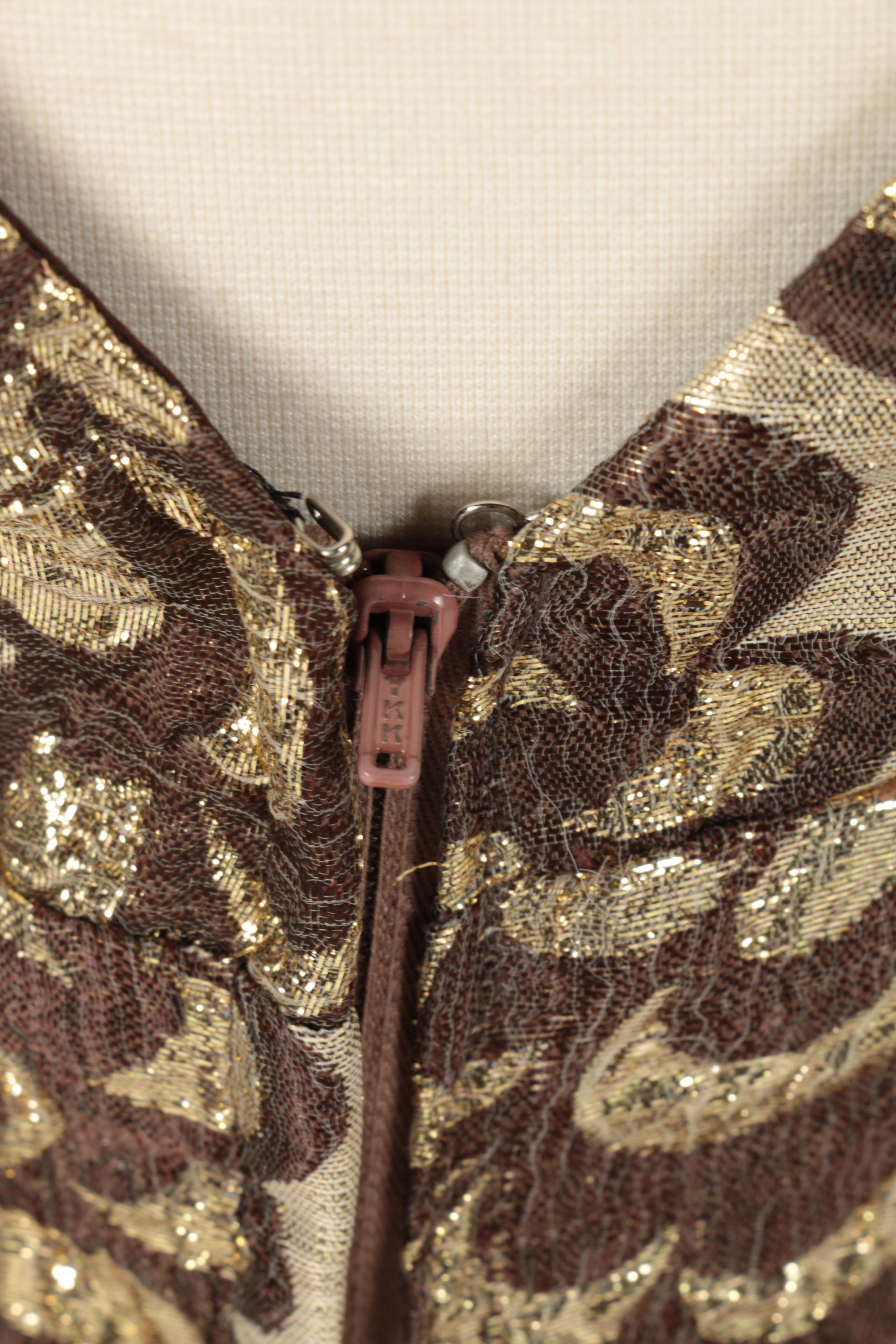 Vintage Brown and Gold Tone Cocktail Dress