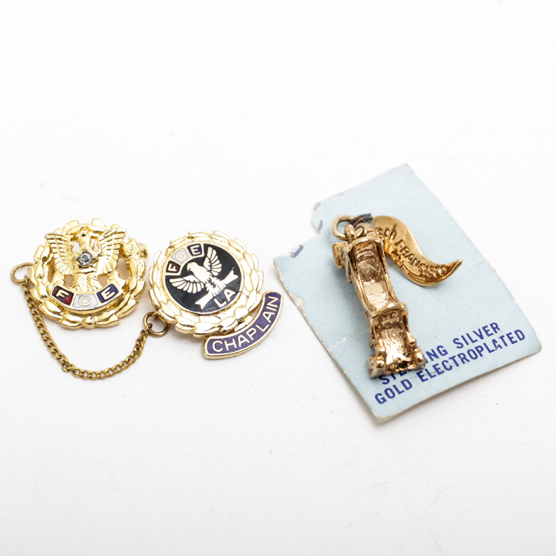 Fraternal Order of Eagles Pins and Sterling Silver Charm