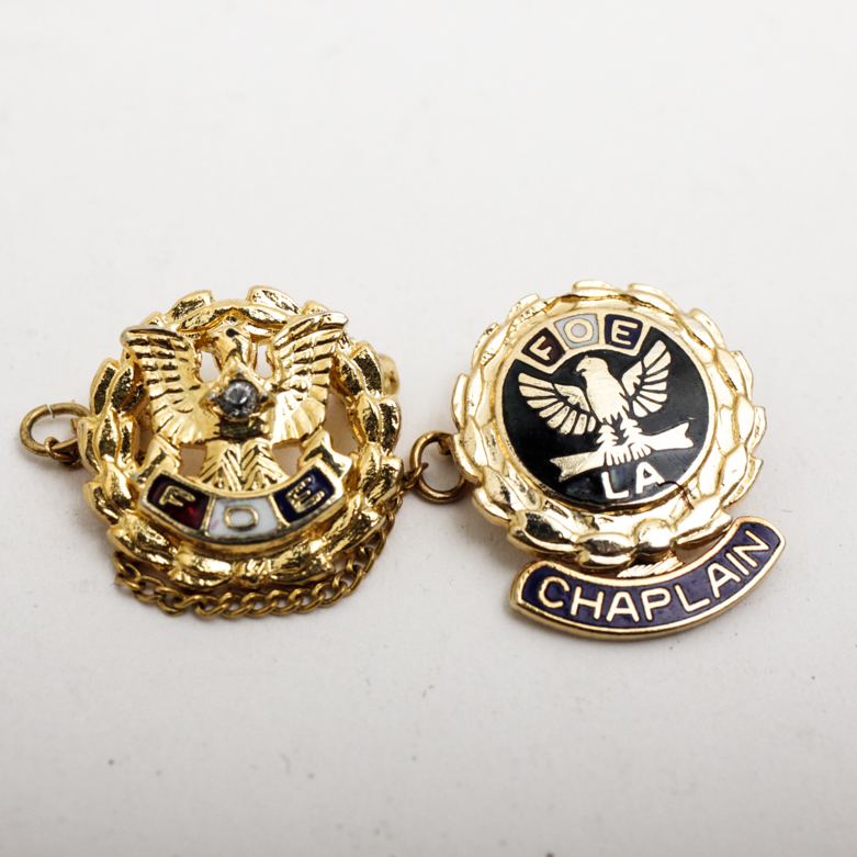 Fraternal Order of Eagles Pins and Sterling Silver Charm