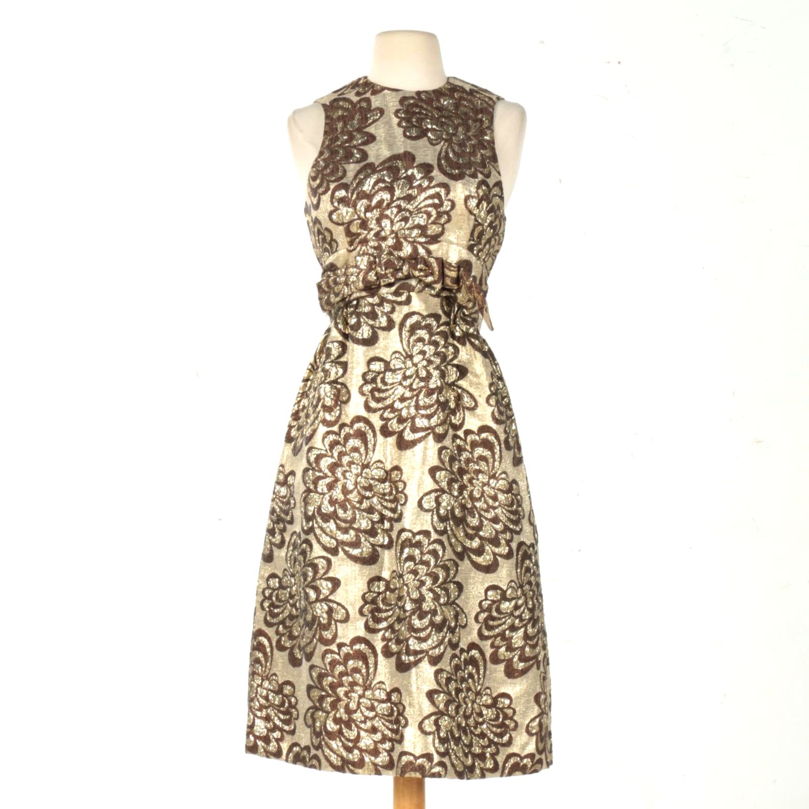 Vintage Brown and Gold Tone Cocktail Dress