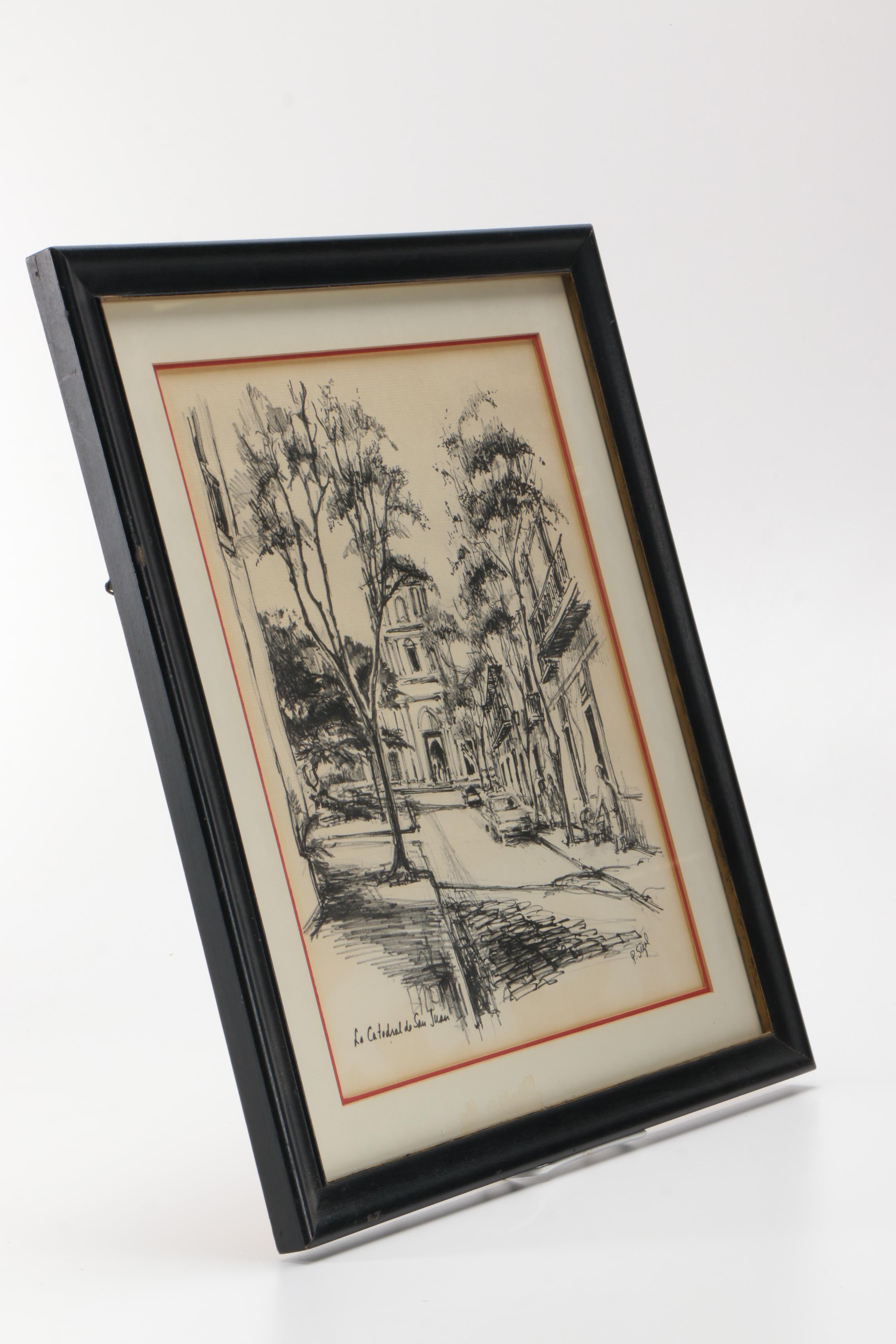 Offset Lithograph After P. Sigal's "La Catedral de San Juan"