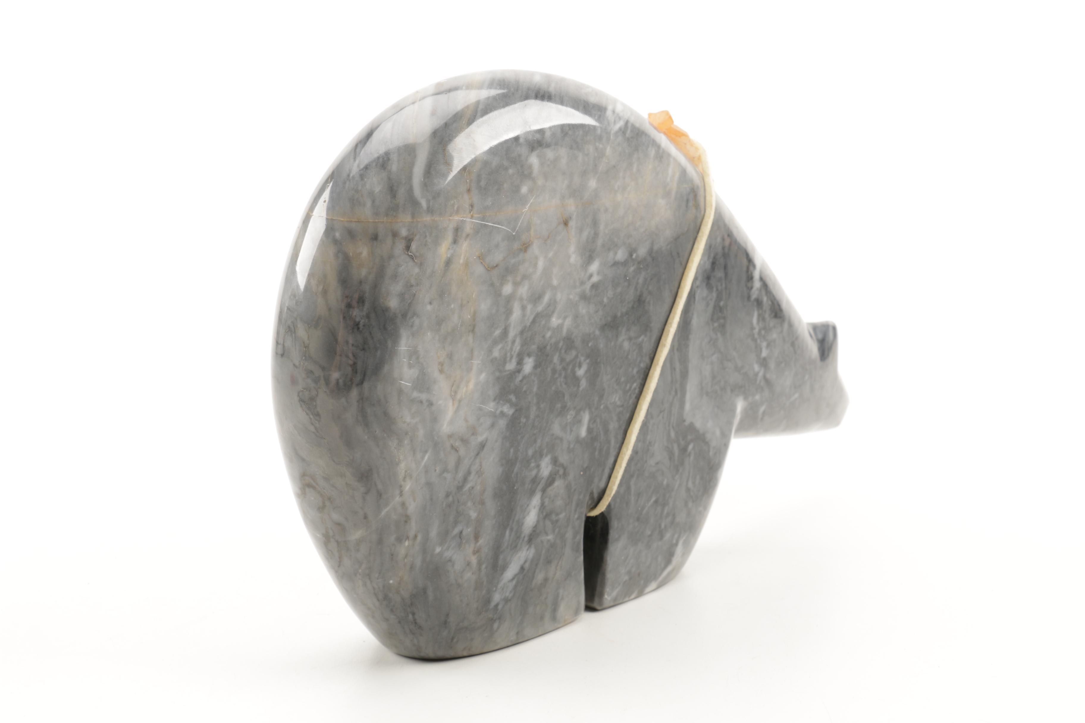 Soapstone Bear Figurine with Arrowhead