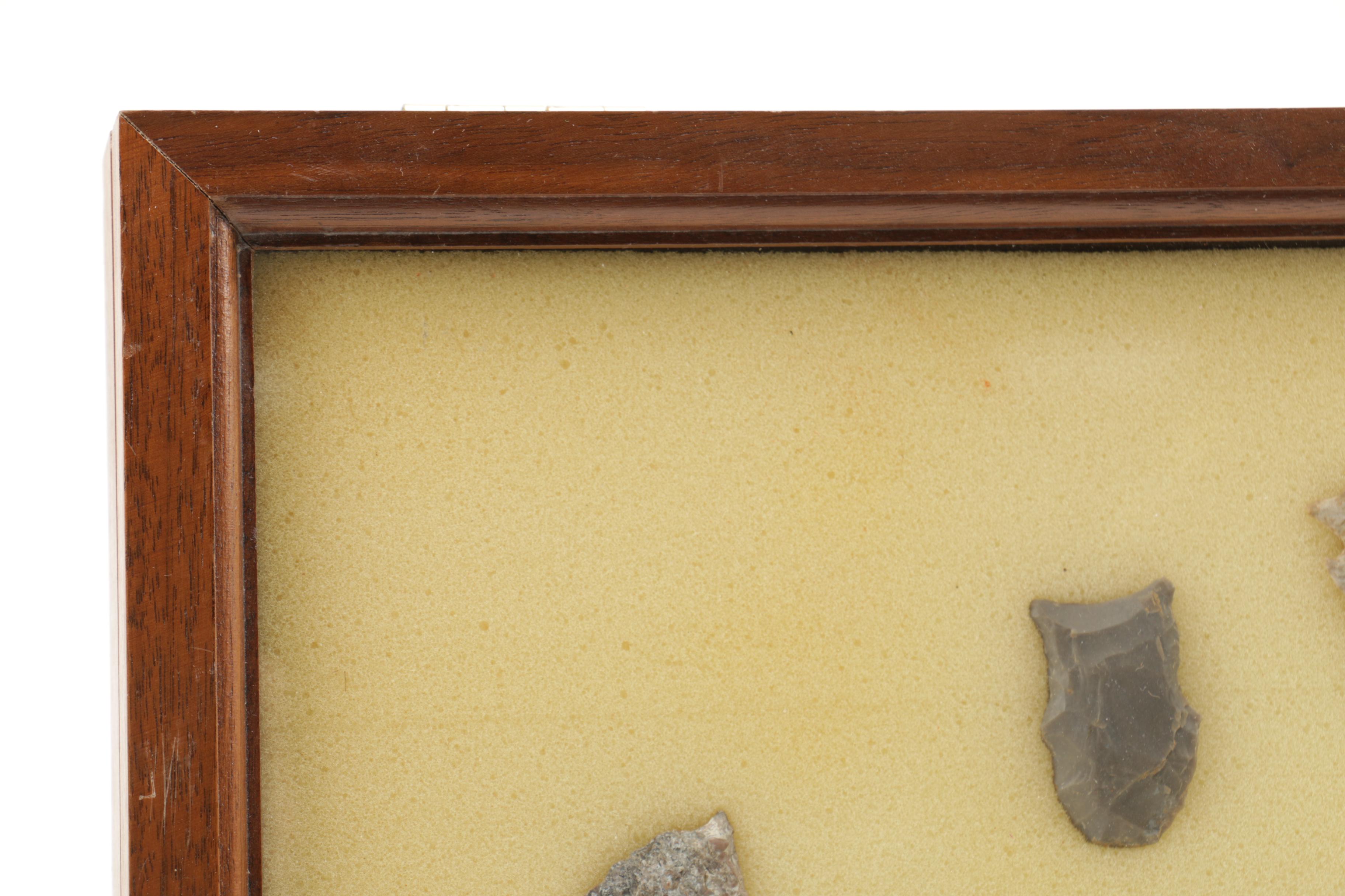 Stone Arrow Head In Display Case