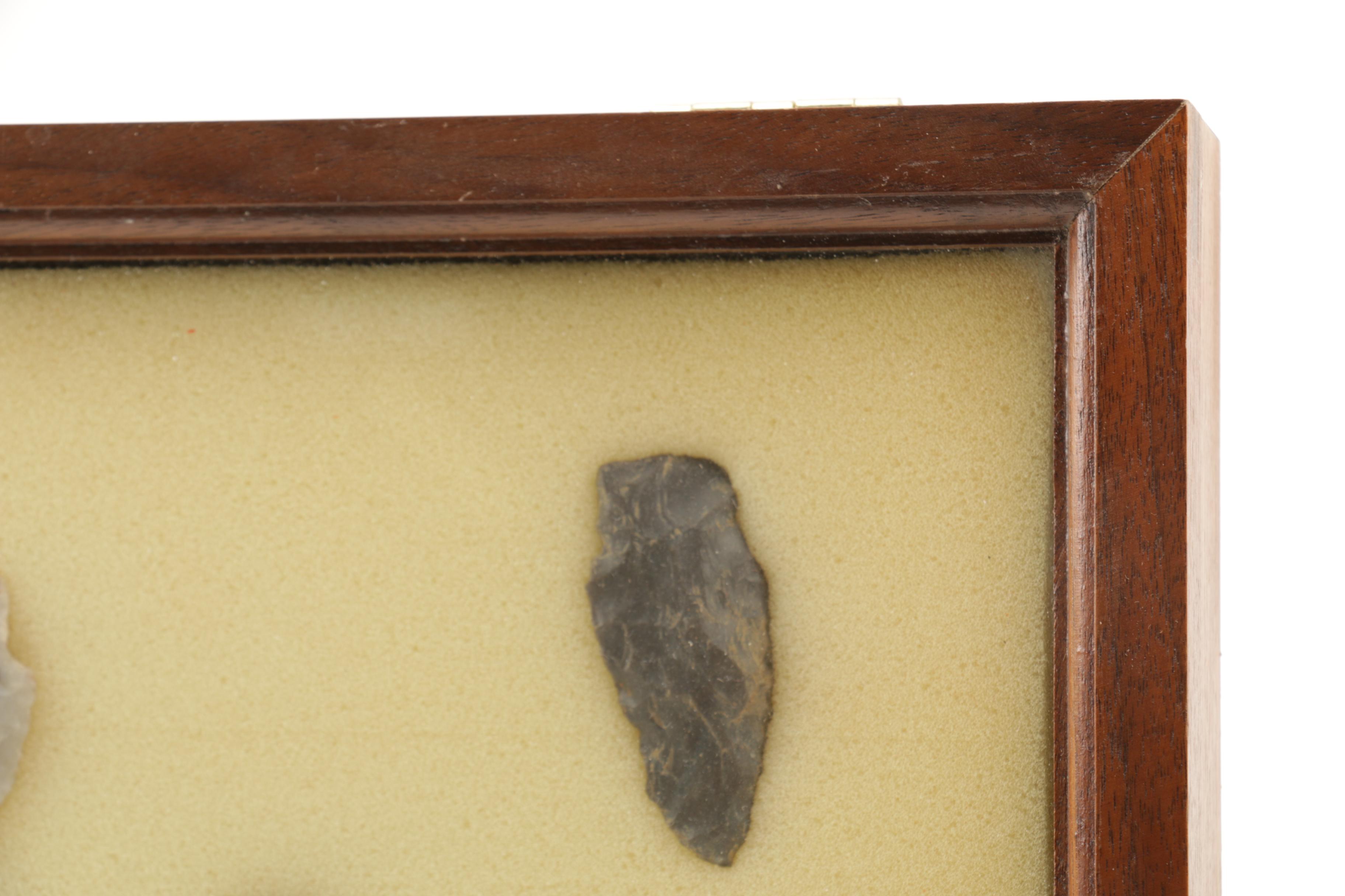 Stone Arrow Head In Display Case