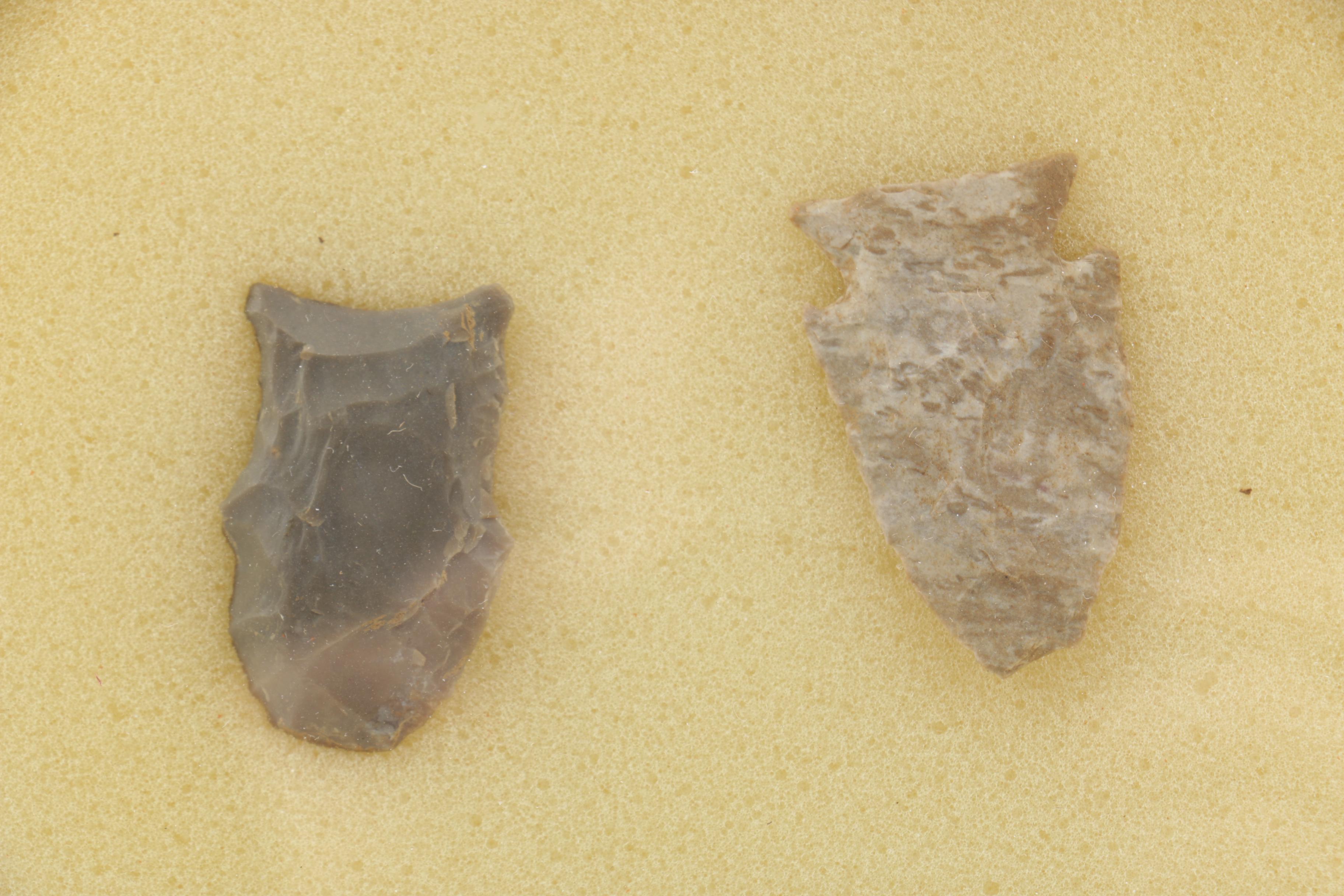 Stone Arrow Head In Display Case