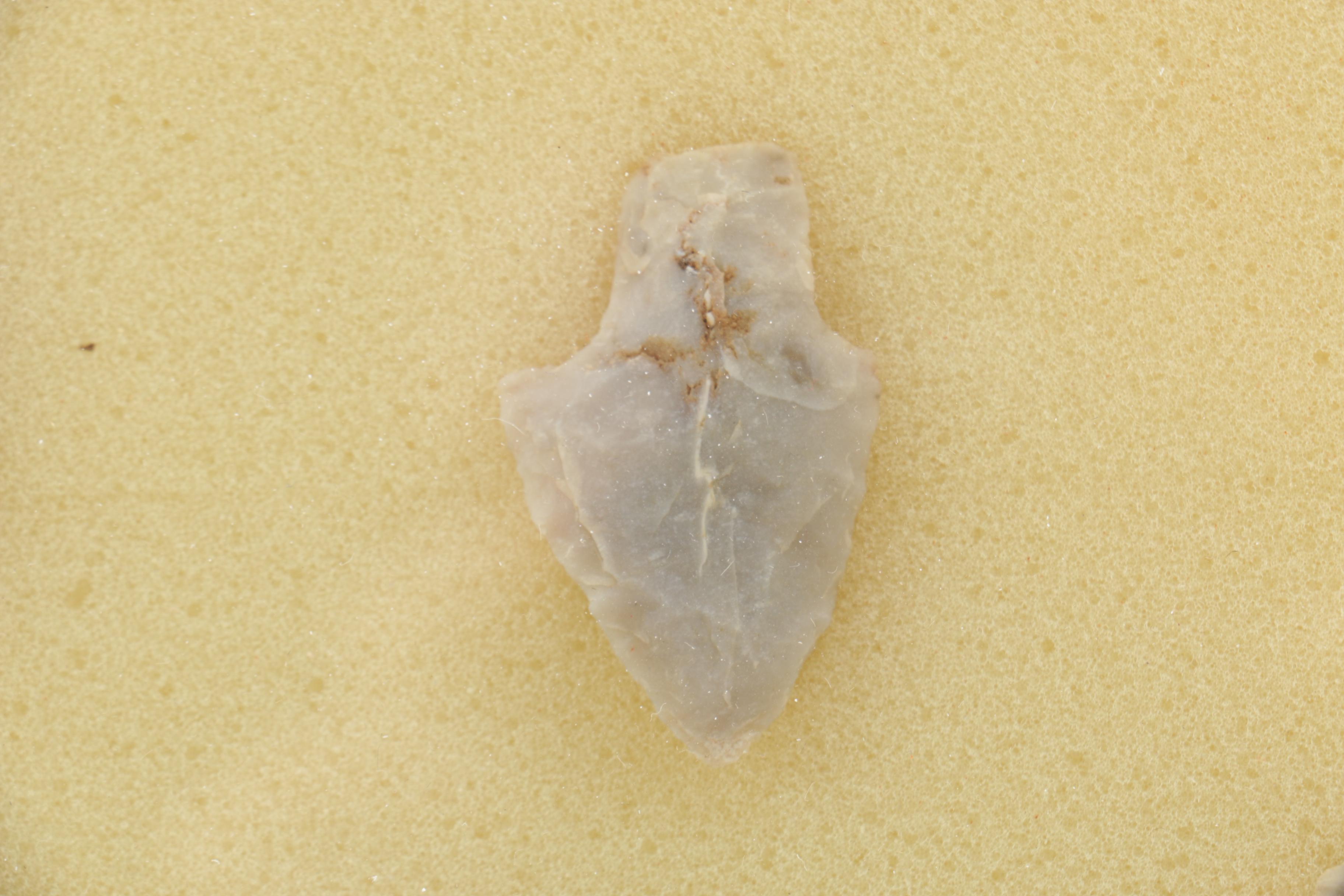 Stone Arrow Head In Display Case