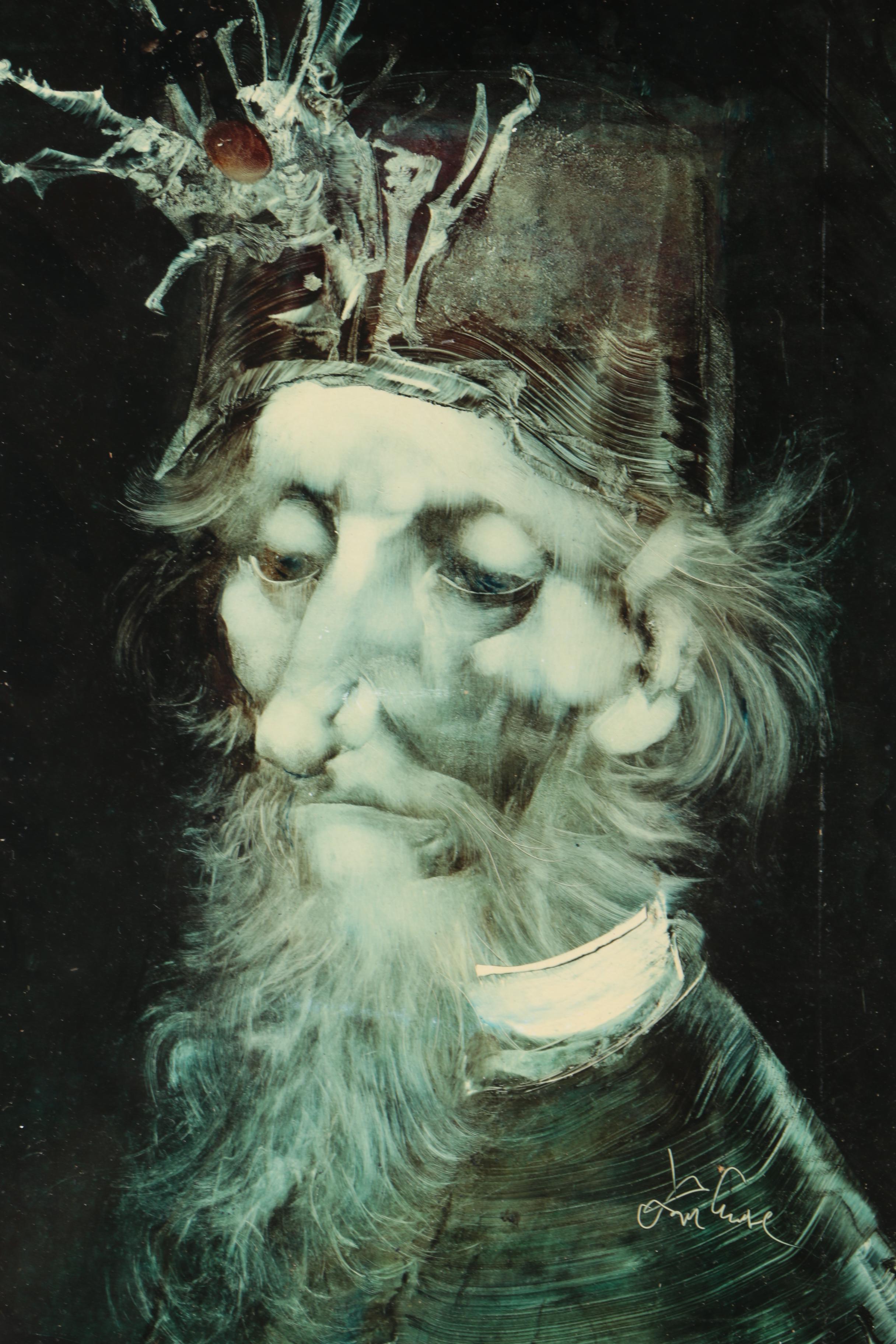 Mixed Media Painting on Paper of Portrait Attributed to Endre Szasz