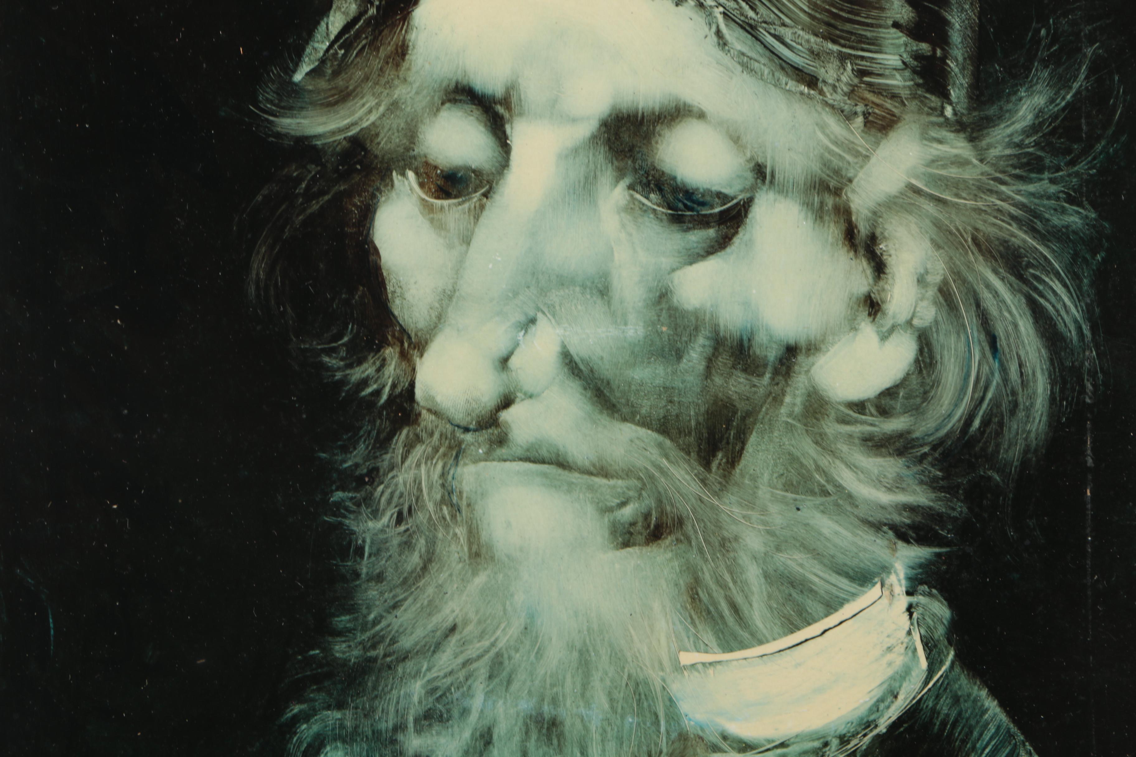 Mixed Media Painting on Paper of Portrait Attributed to Endre Szasz