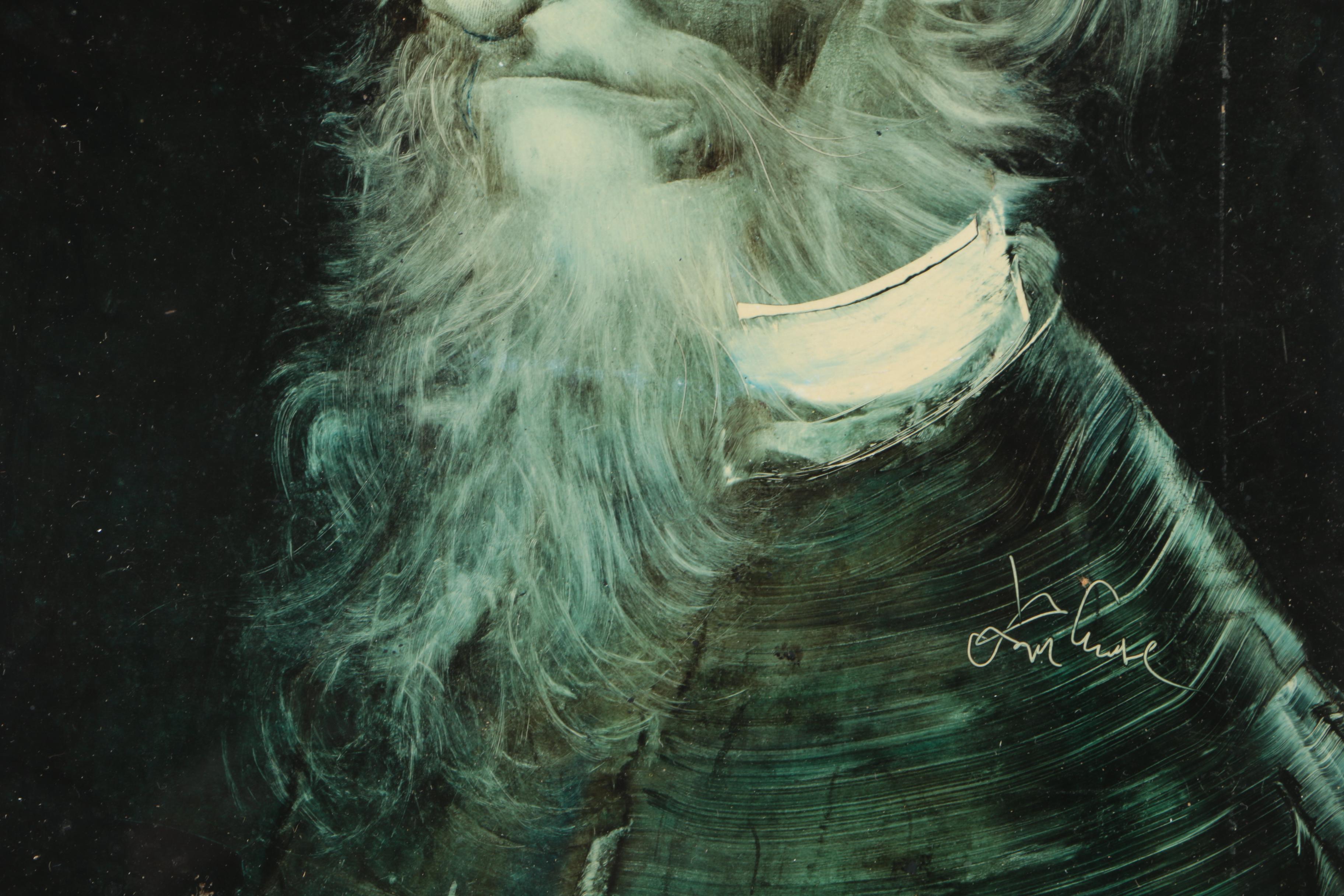 Mixed Media Painting on Paper of Portrait Attributed to Endre Szasz