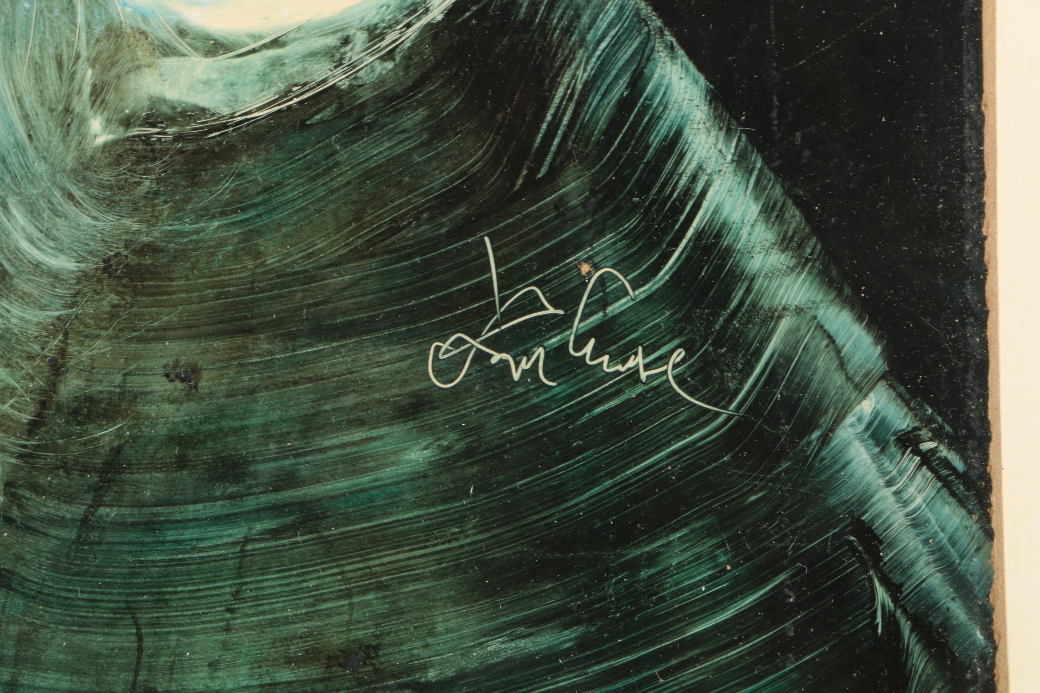 Mixed Media Painting on Paper of Portrait Attributed to Endre Szasz