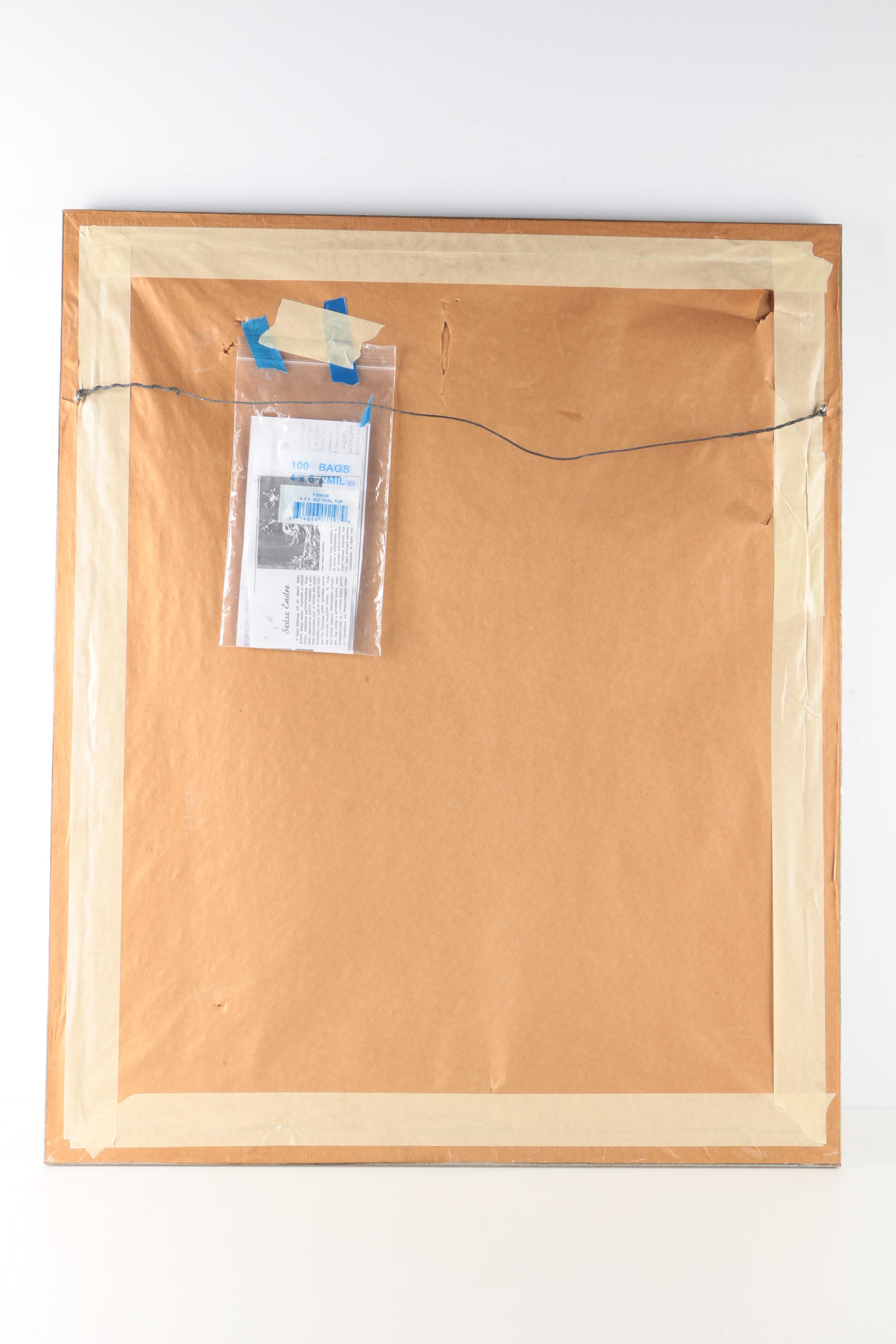 Mixed Media Painting on Paper of Portrait Attributed to Endre Szasz