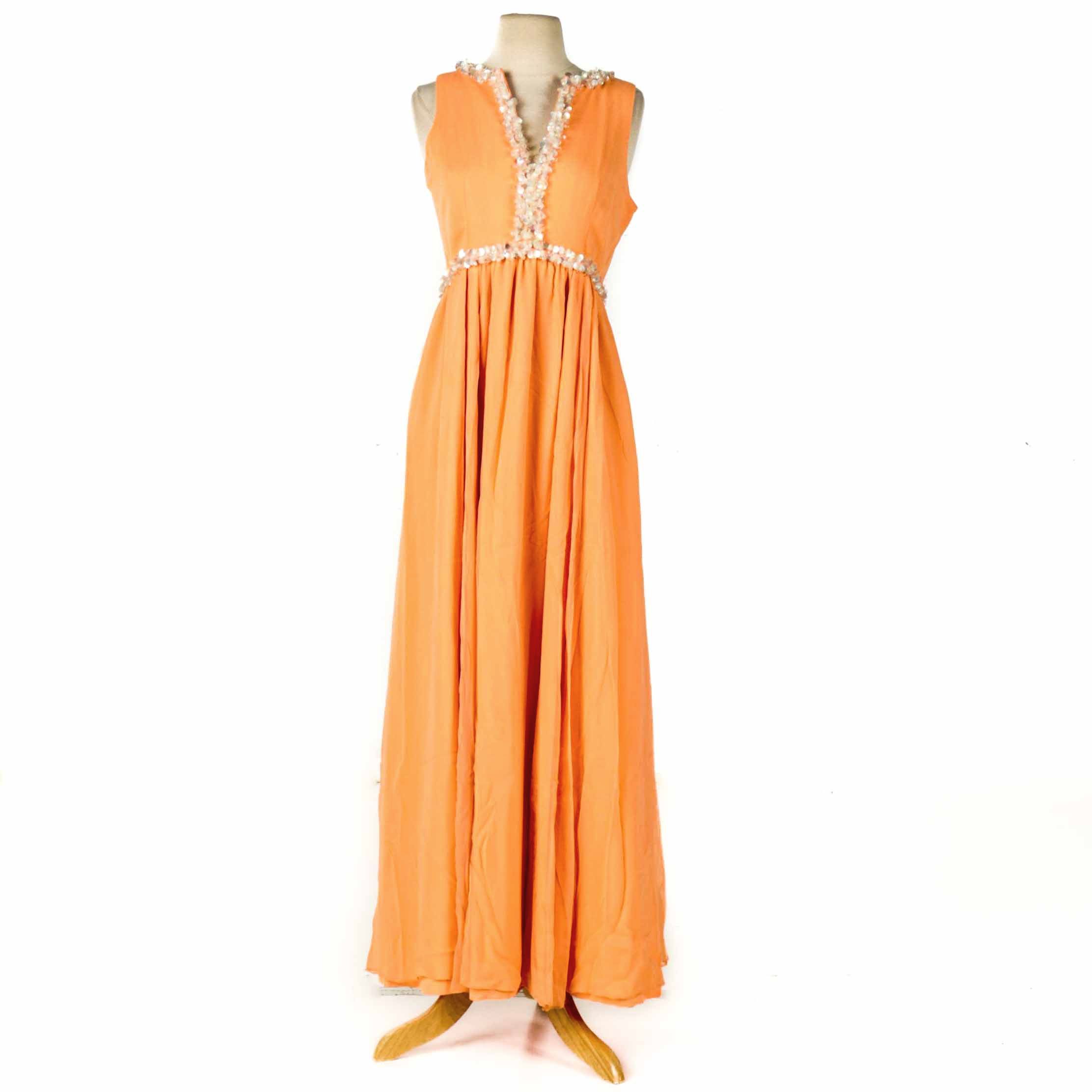 Circa 1960s Chiffon Maxi Dress