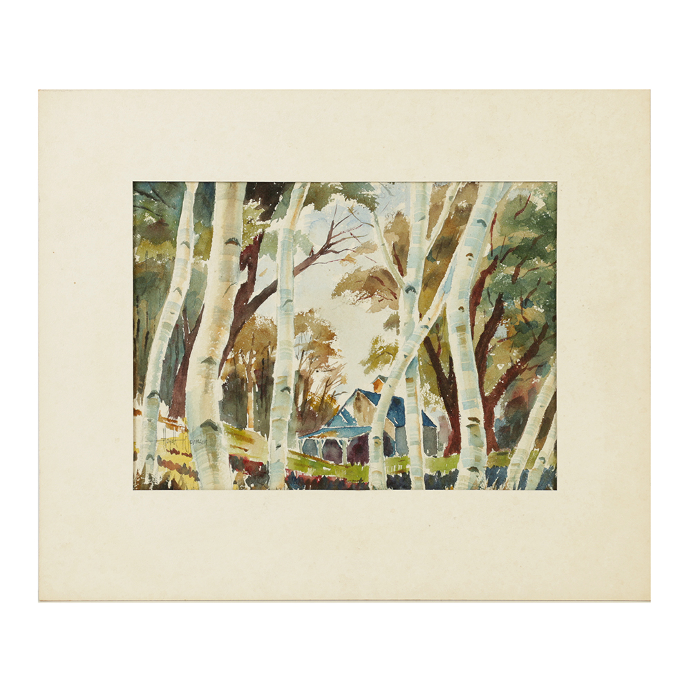 Floyd A. Johnson Watercolor Painting on Paper of Rural Landscape