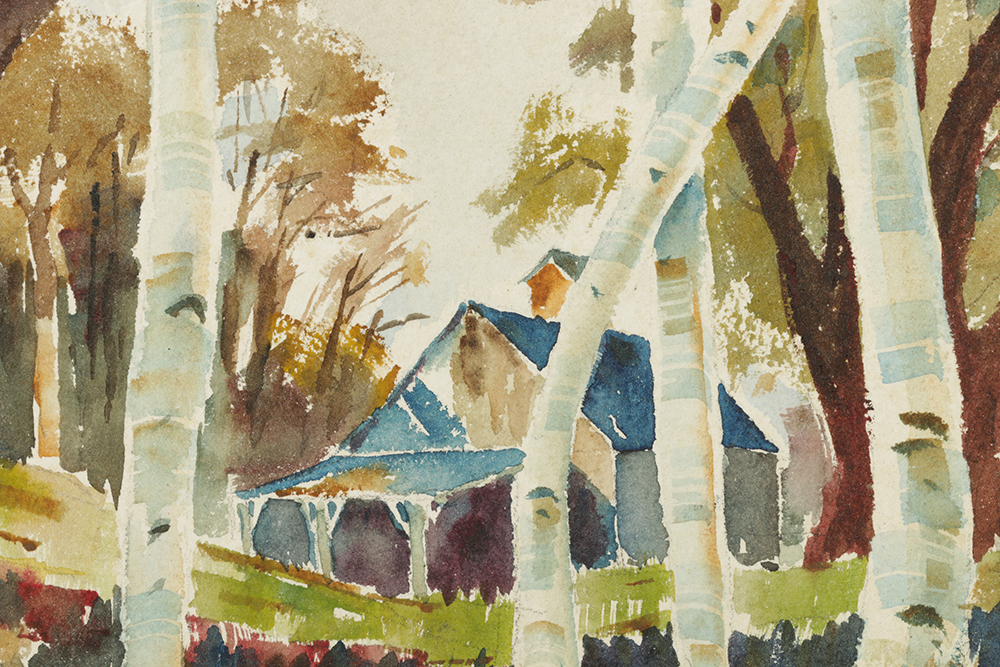 Floyd A. Johnson Watercolor Painting on Paper of Rural Landscape