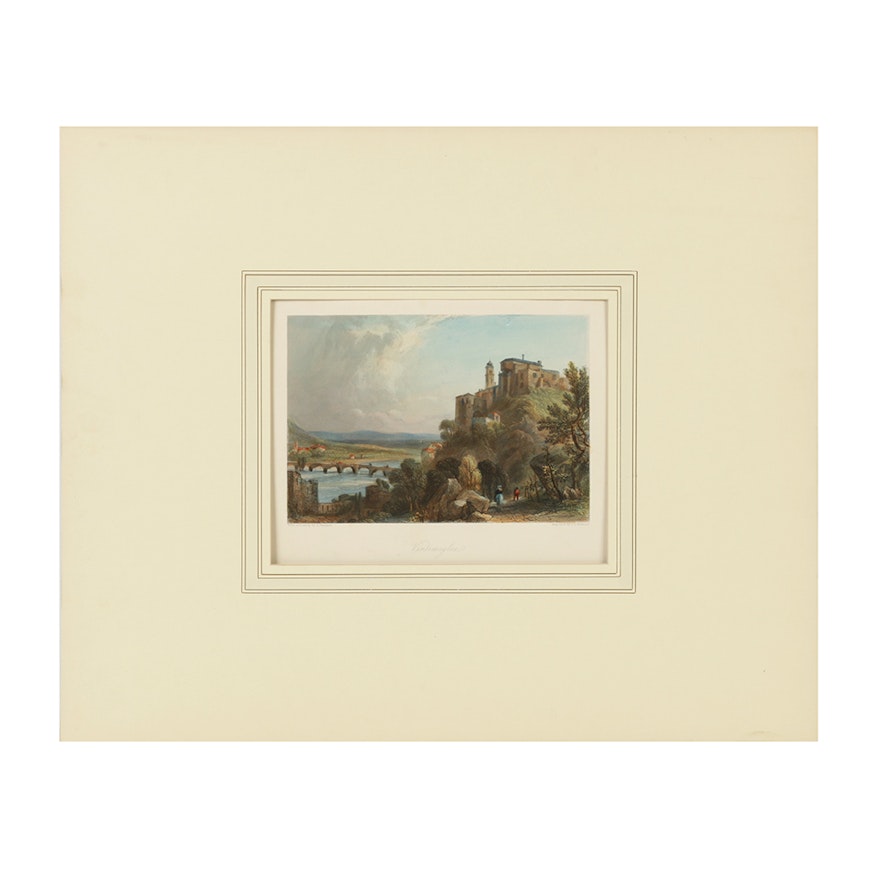 G. Barnard and J.T Willmore Hand-Colored Engraving on Paper "Vintimiglia"