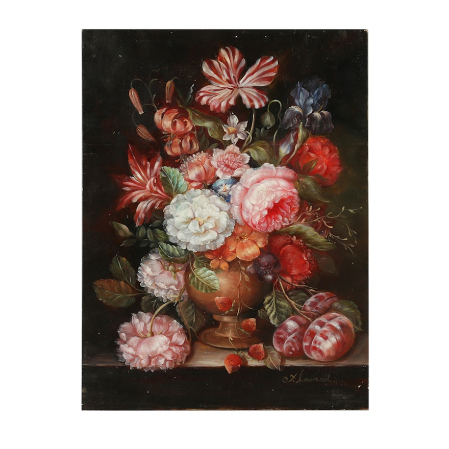 Oil Painting on Board Floral Still Life