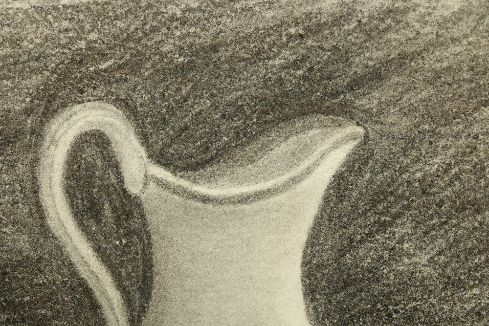 19th Century Charcoal Drawing on Paper "Pitcher"