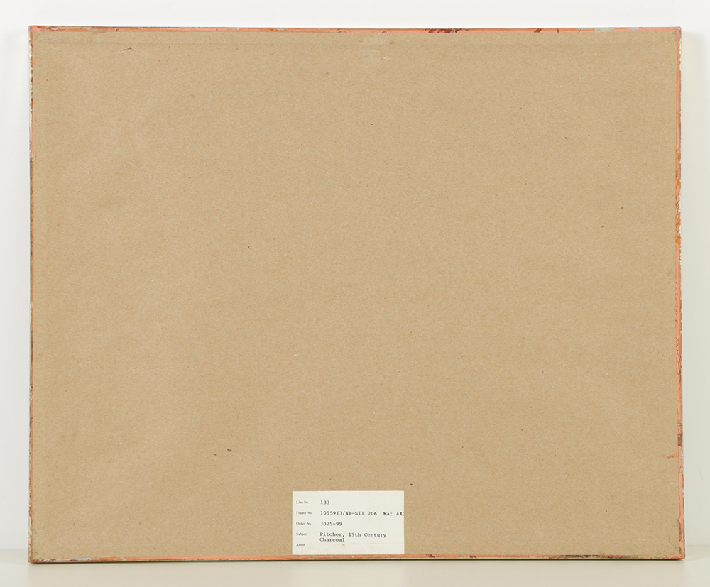 19th Century Charcoal Drawing on Paper "Pitcher"