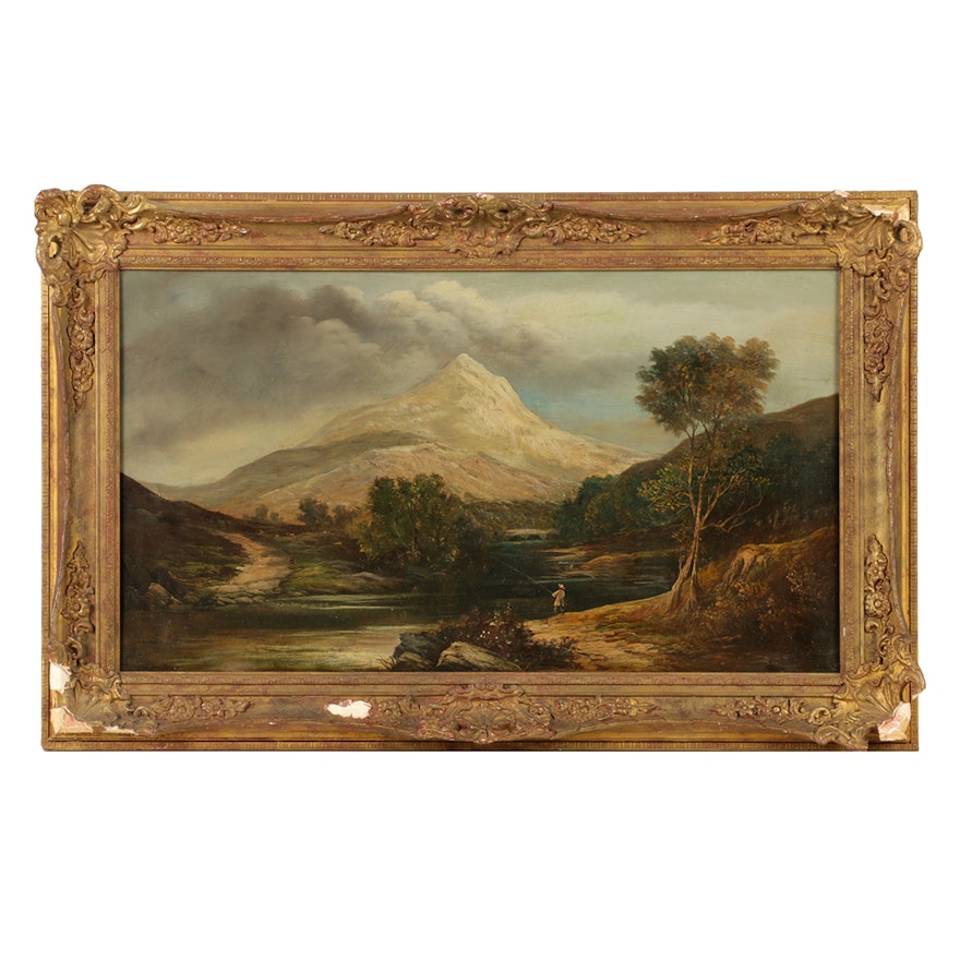 James Burrell Smith Oil Painting on Canvas of Romantic Landscape