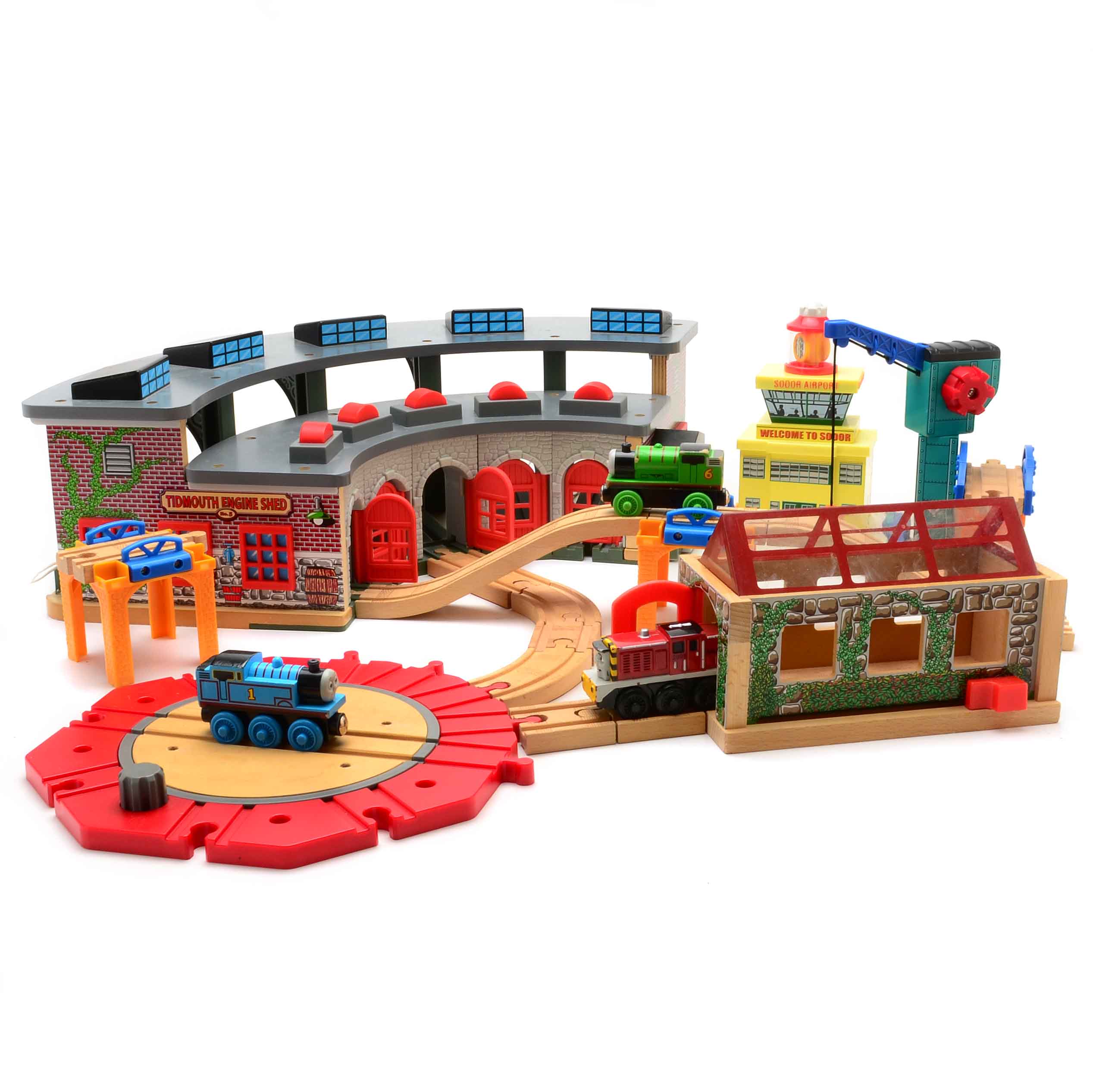 "Thomas the Train" Wooden Roundhouse and Accessories
