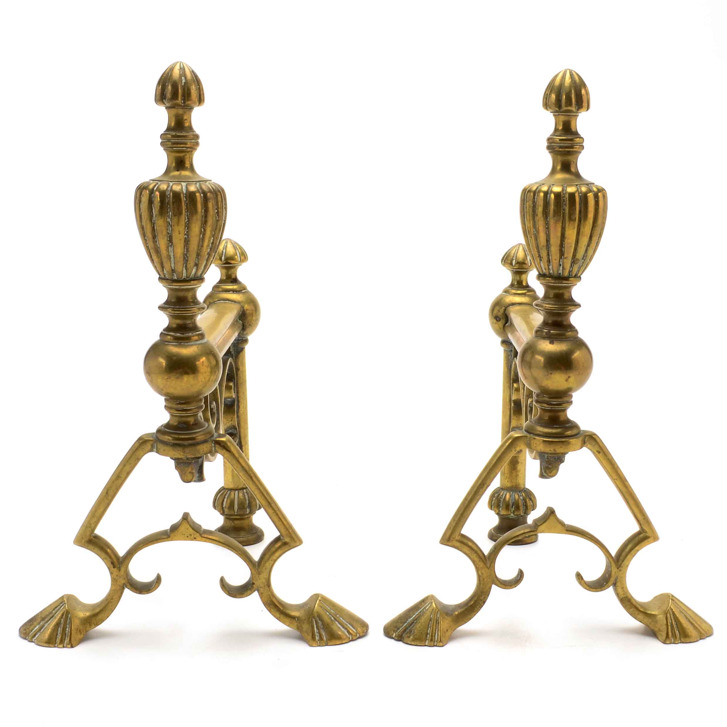 Set of Small Brass Andirons