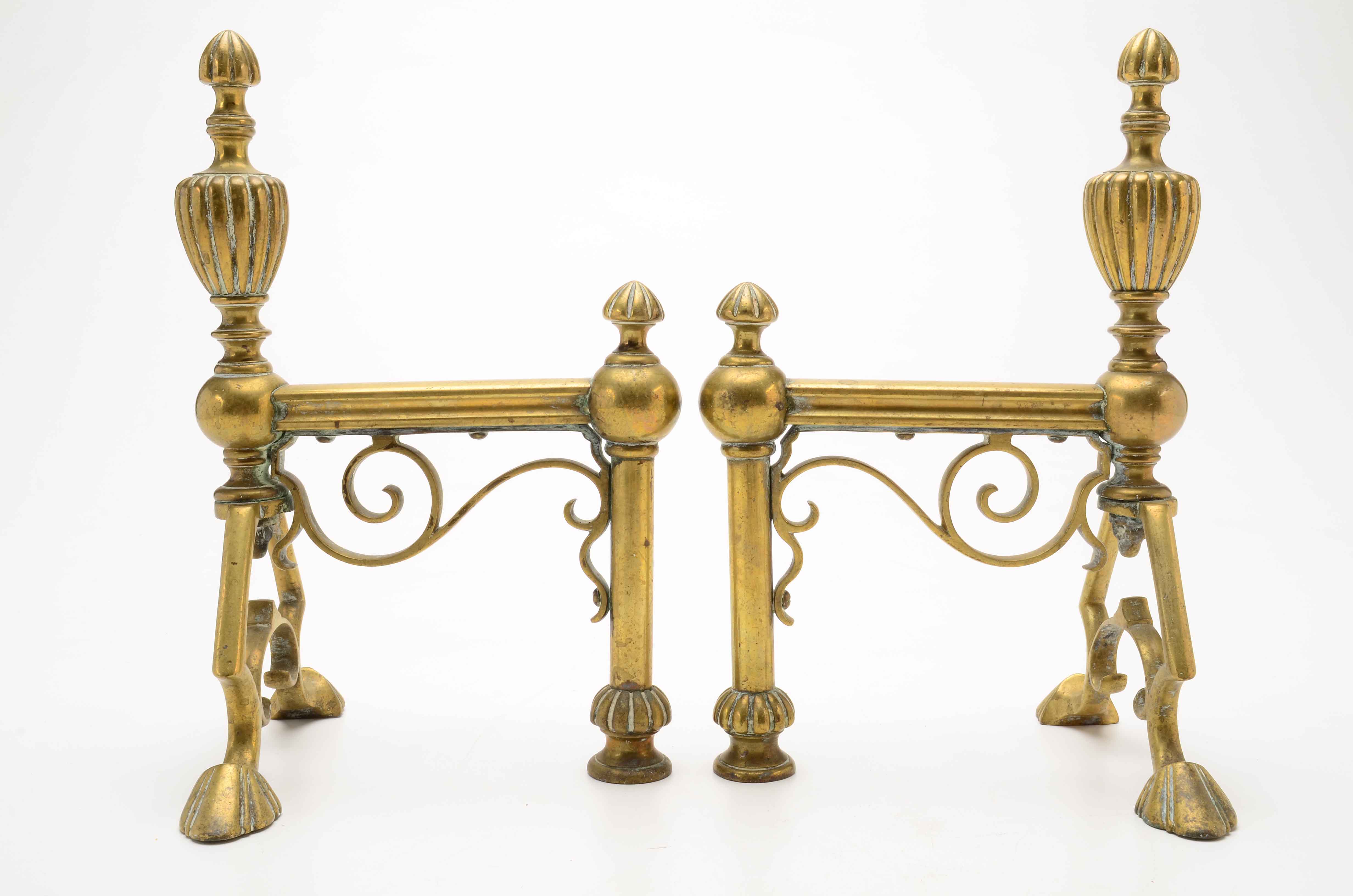 Set of Small Brass Andirons