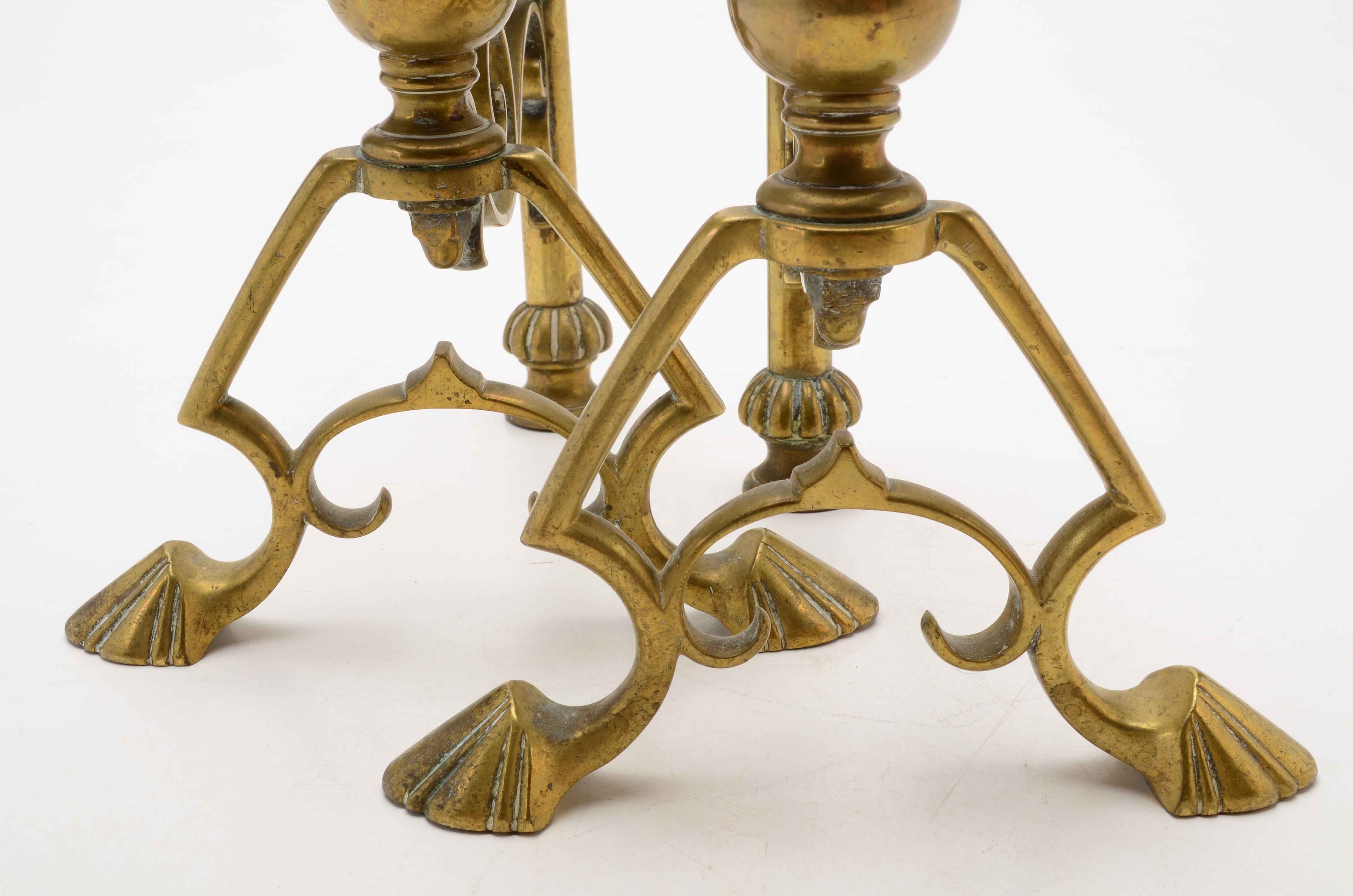 Set of Small Brass Andirons