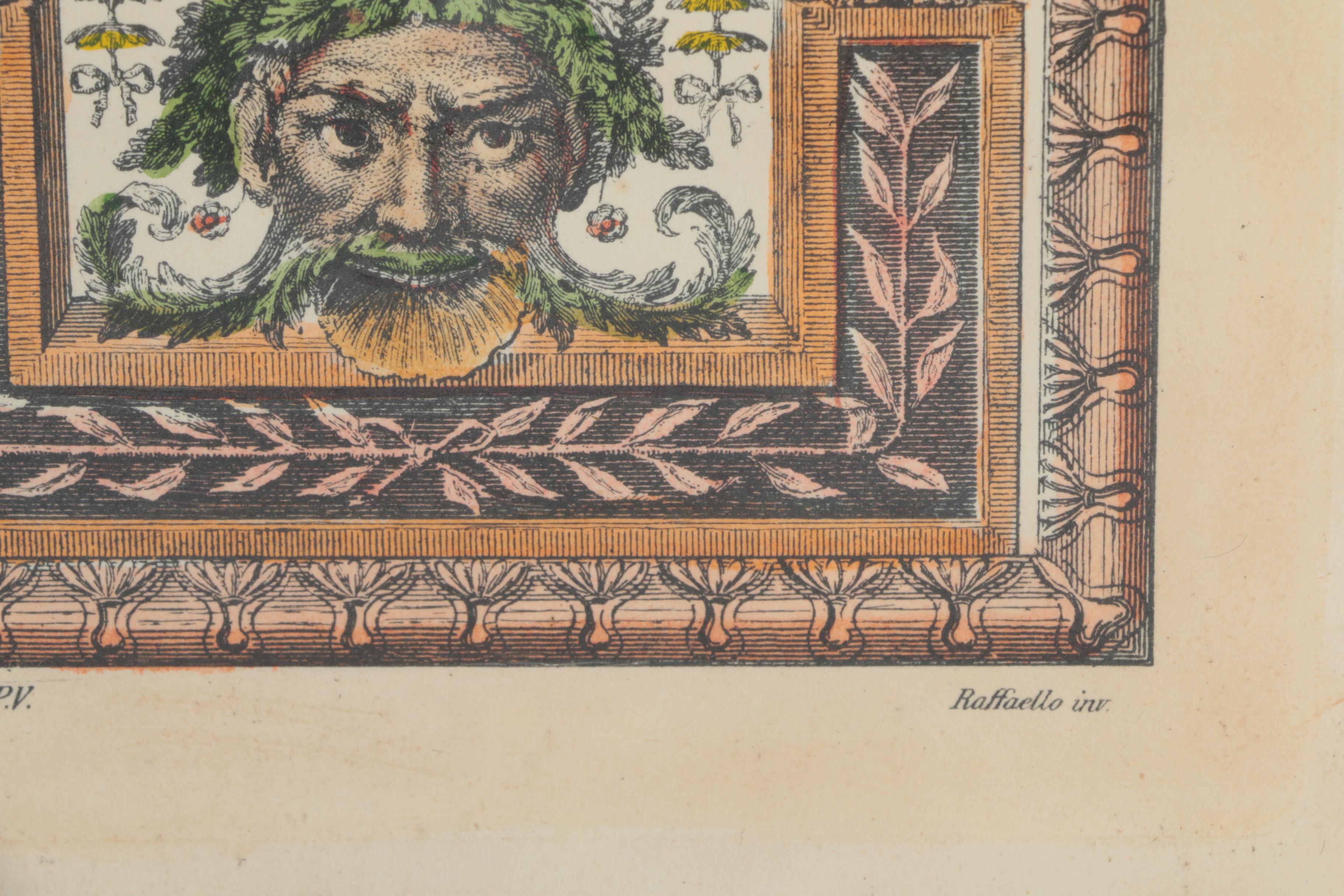 Hand-Tinted Lithographs After Raphael Loggia Frescoes
