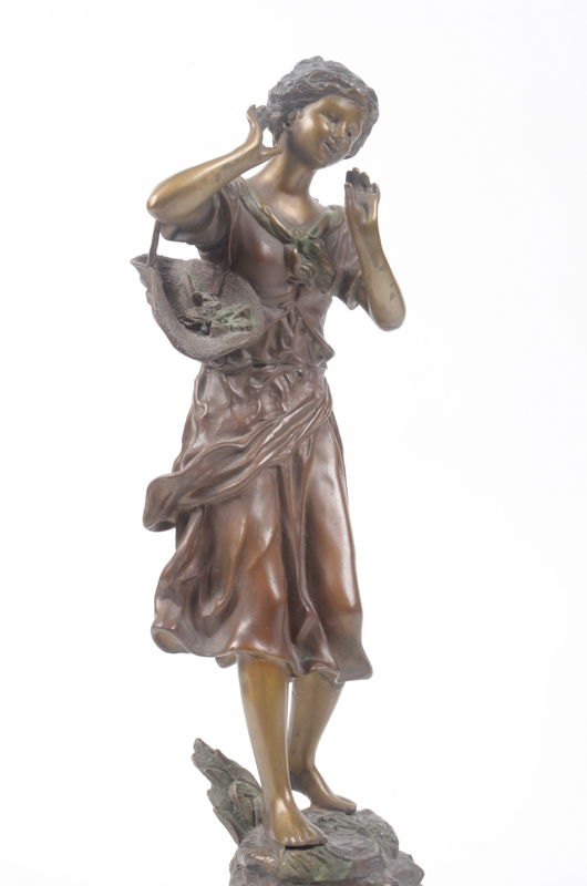 Bronze Tone Metal Sculpture After Auguste Moreau  "Retour/Des Champs"