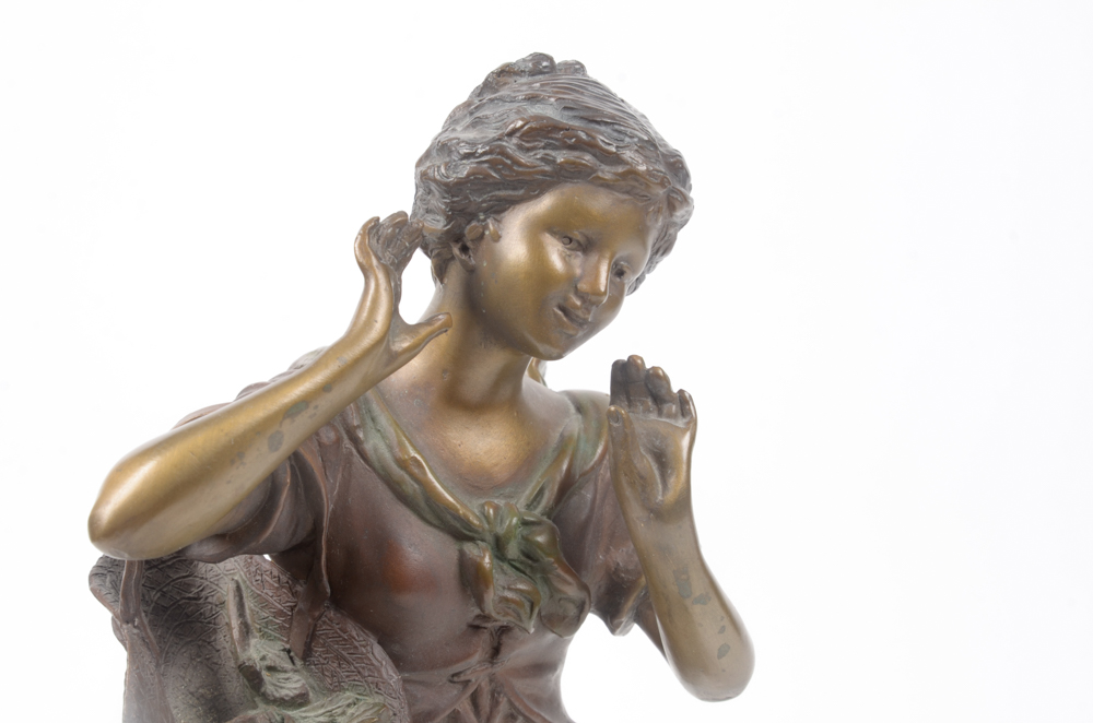 Bronze Tone Metal Sculpture After Auguste Moreau  "Retour/Des Champs"