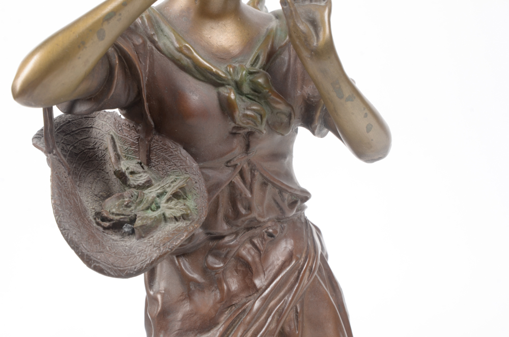 Bronze Tone Metal Sculpture After Auguste Moreau  "Retour/Des Champs"