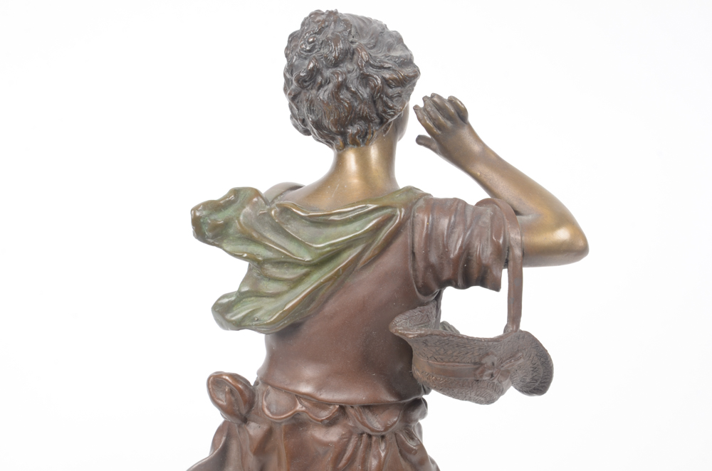 Bronze Tone Metal Sculpture After Auguste Moreau  "Retour/Des Champs"