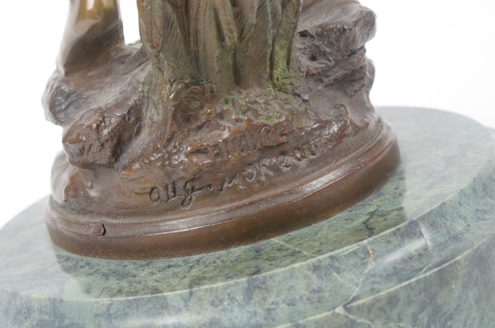 Bronze Tone Metal Sculpture After Auguste Moreau  "Retour/Des Champs"