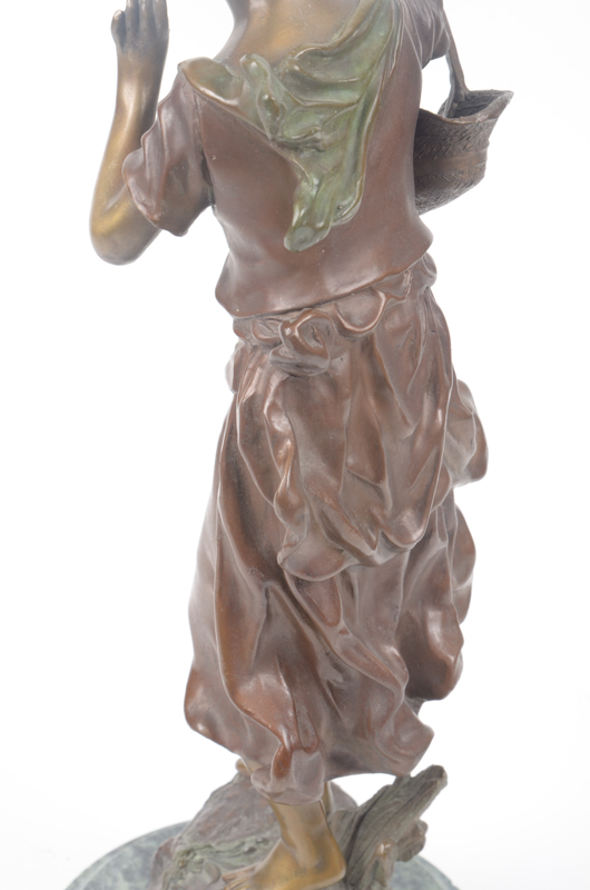 Bronze Tone Metal Sculpture After Auguste Moreau  "Retour/Des Champs"