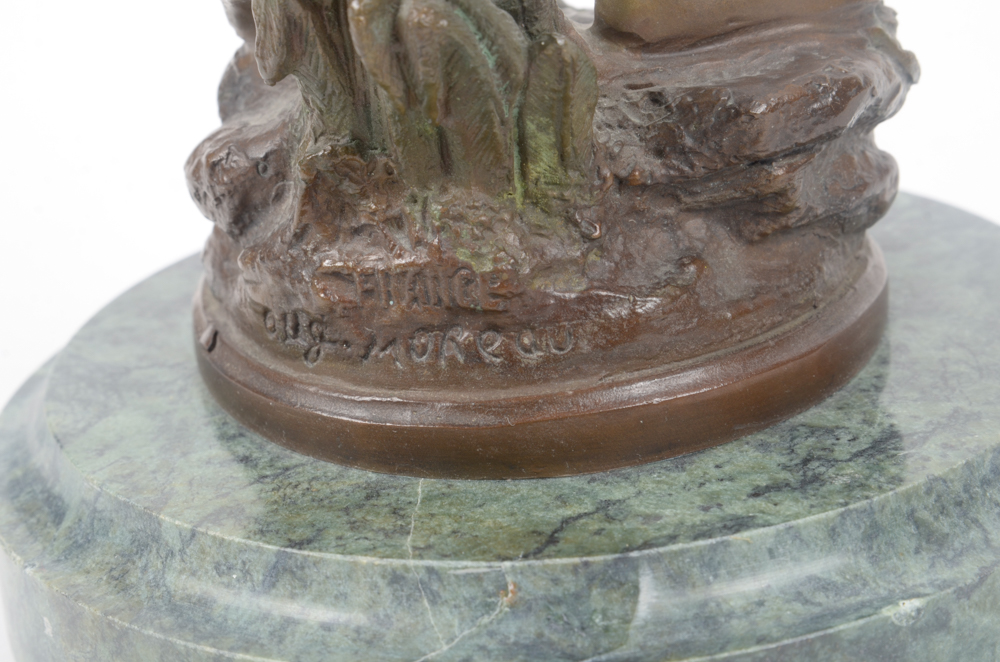 Bronze Tone Metal Sculpture After Auguste Moreau  "Retour/Des Champs"