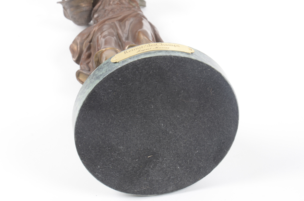 Bronze Tone Metal Sculpture After Auguste Moreau  "Retour/Des Champs"