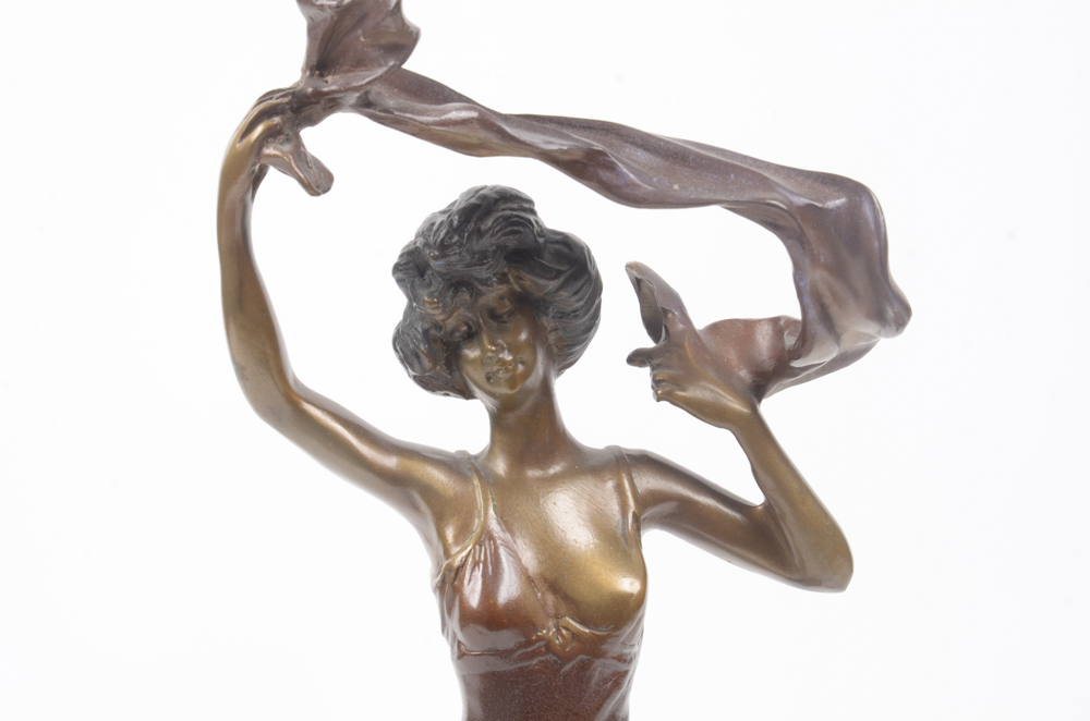 Reproduction Bronze Sculpture After Emmanuele Villanis "Girl with Scarf"