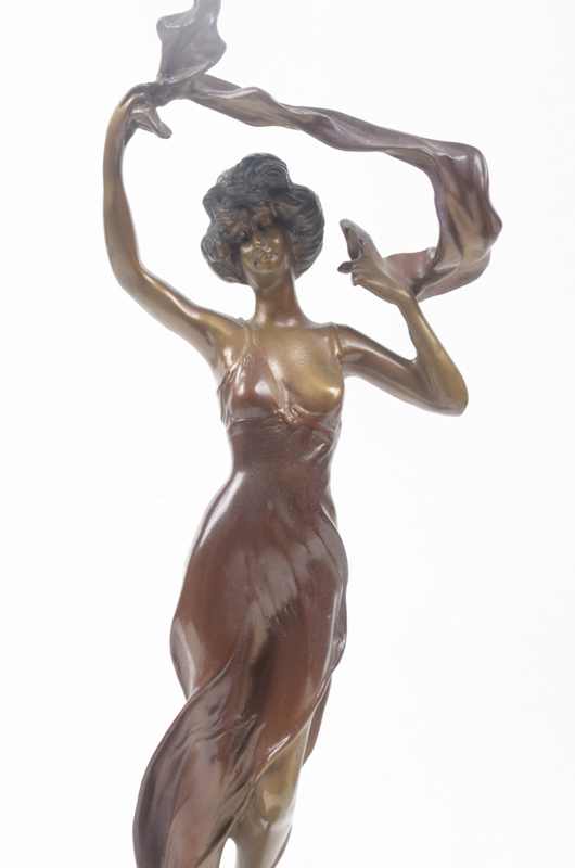 Reproduction Bronze Sculpture After Emmanuele Villanis "Girl with Scarf"