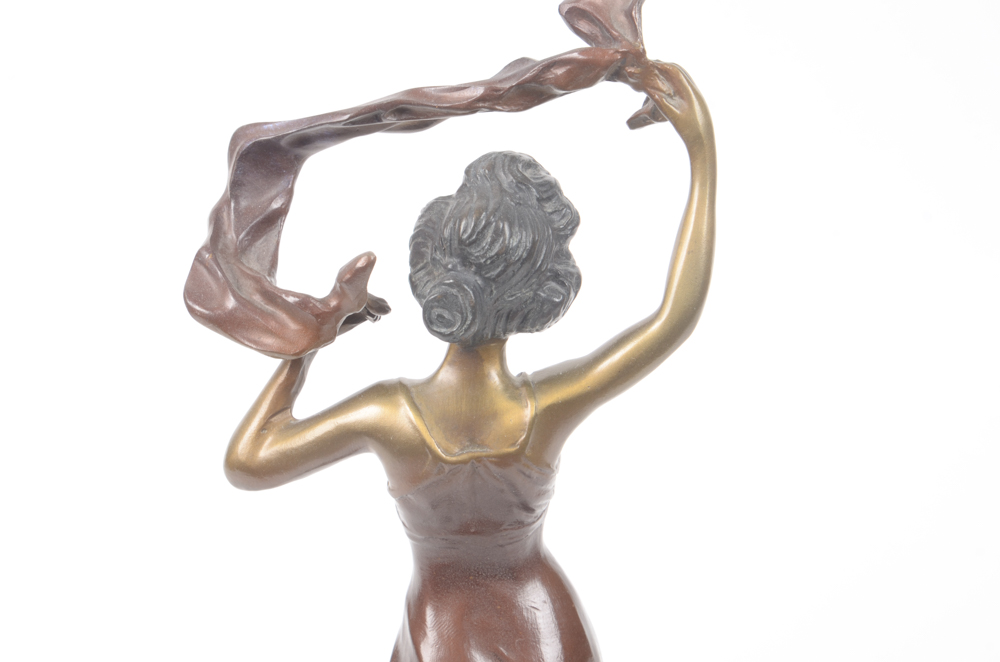 Reproduction Bronze Sculpture After Emmanuele Villanis "Girl with Scarf"