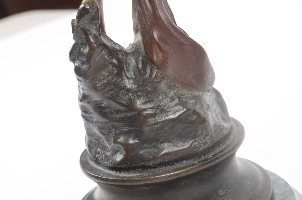 Reproduction Bronze Sculpture After Emmanuele Villanis "Girl with Scarf"